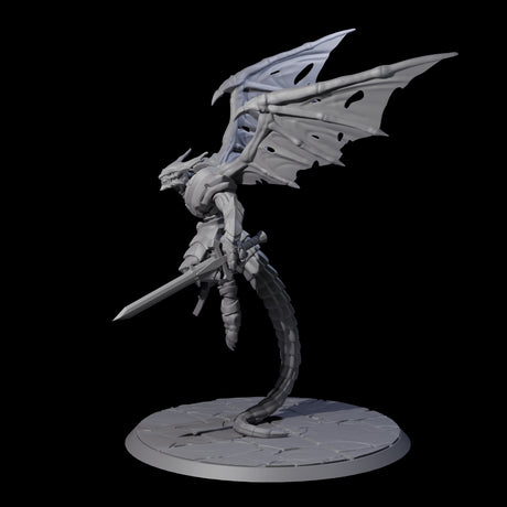 Flying Dragonborn Fighter Miniature for Dungeons and Dragons, Pathfinder or other TTRPGs