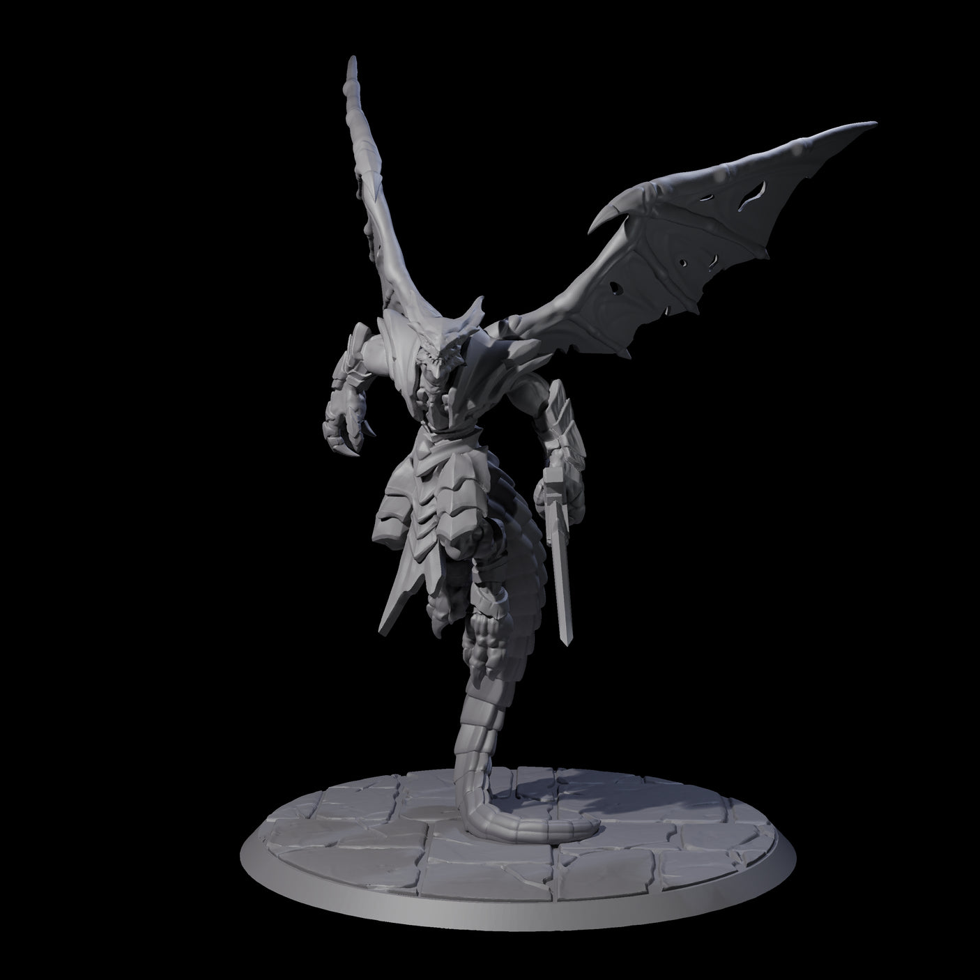Flying Dragonborn Fighter Miniature for Dungeons and Dragons, Pathfinder or other TTRPGs