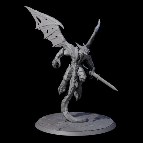 Flying Dragonborn Fighter Miniature for Dungeons and Dragons, Pathfinder or other TTRPGs