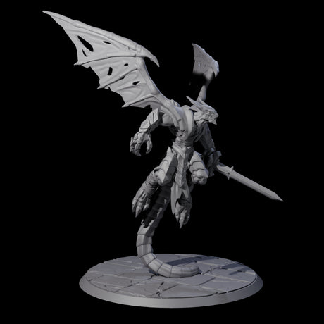Flying Dragonborn Fighter Miniature for Dungeons and Dragons, Pathfinder or other TTRPGs