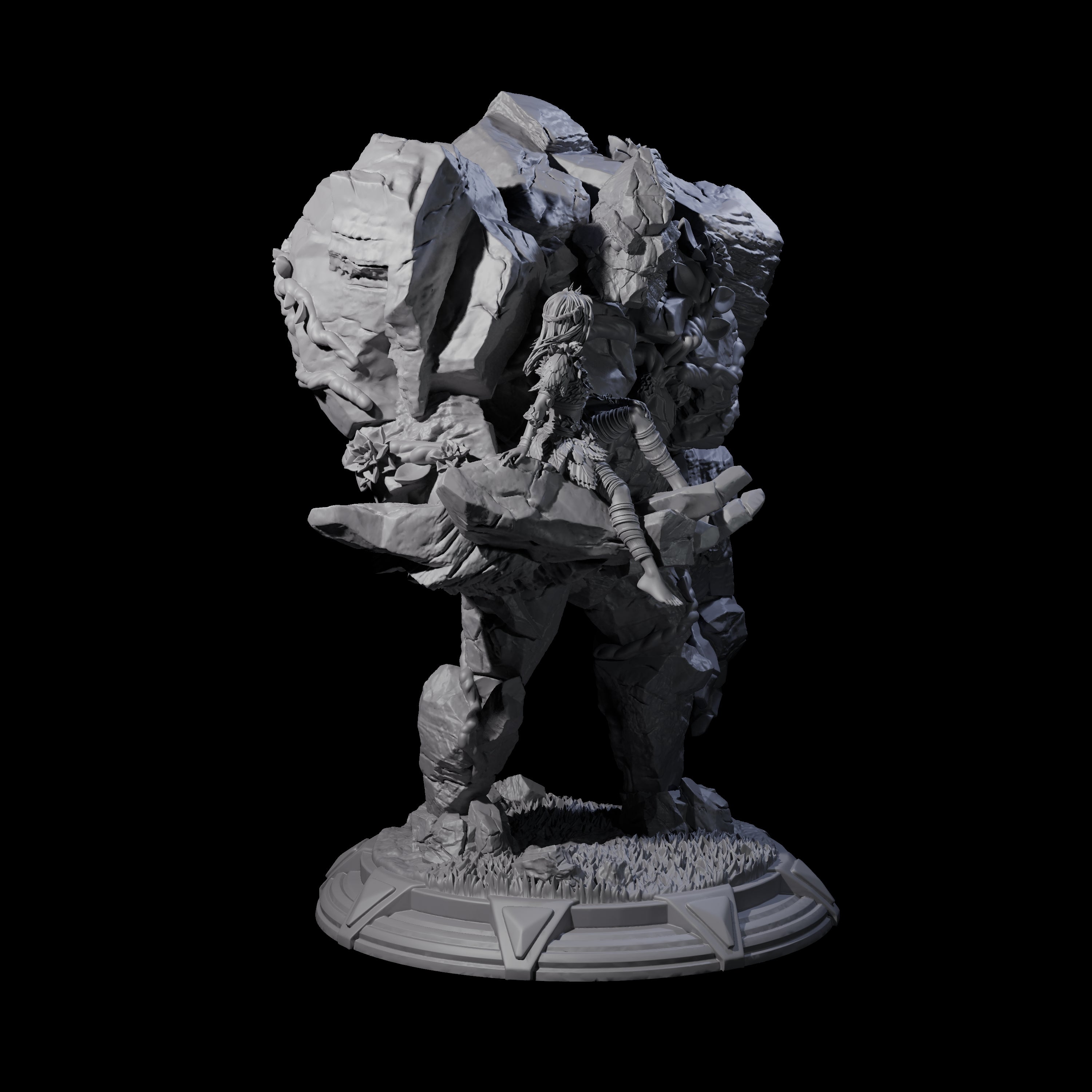 Forest Elf with Stone Golem Protector Miniature for Dungeons and Dragons, Pathfinder or other TTRPGs