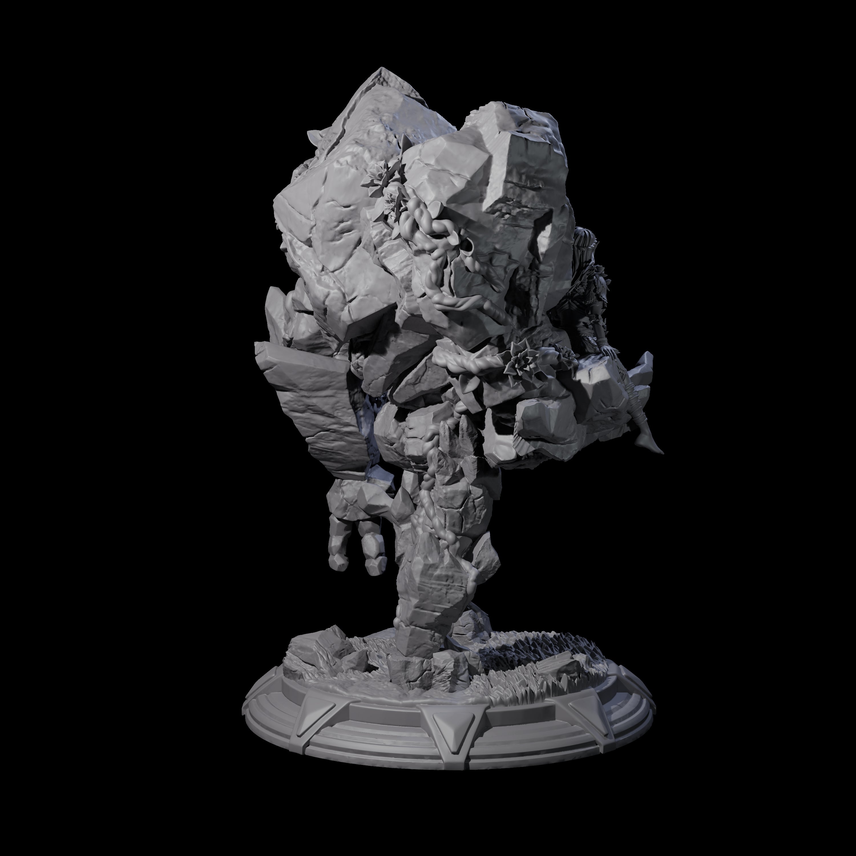 Forest Elf with Stone Golem Protector Miniature for Dungeons and Dragons, Pathfinder or other TTRPGs