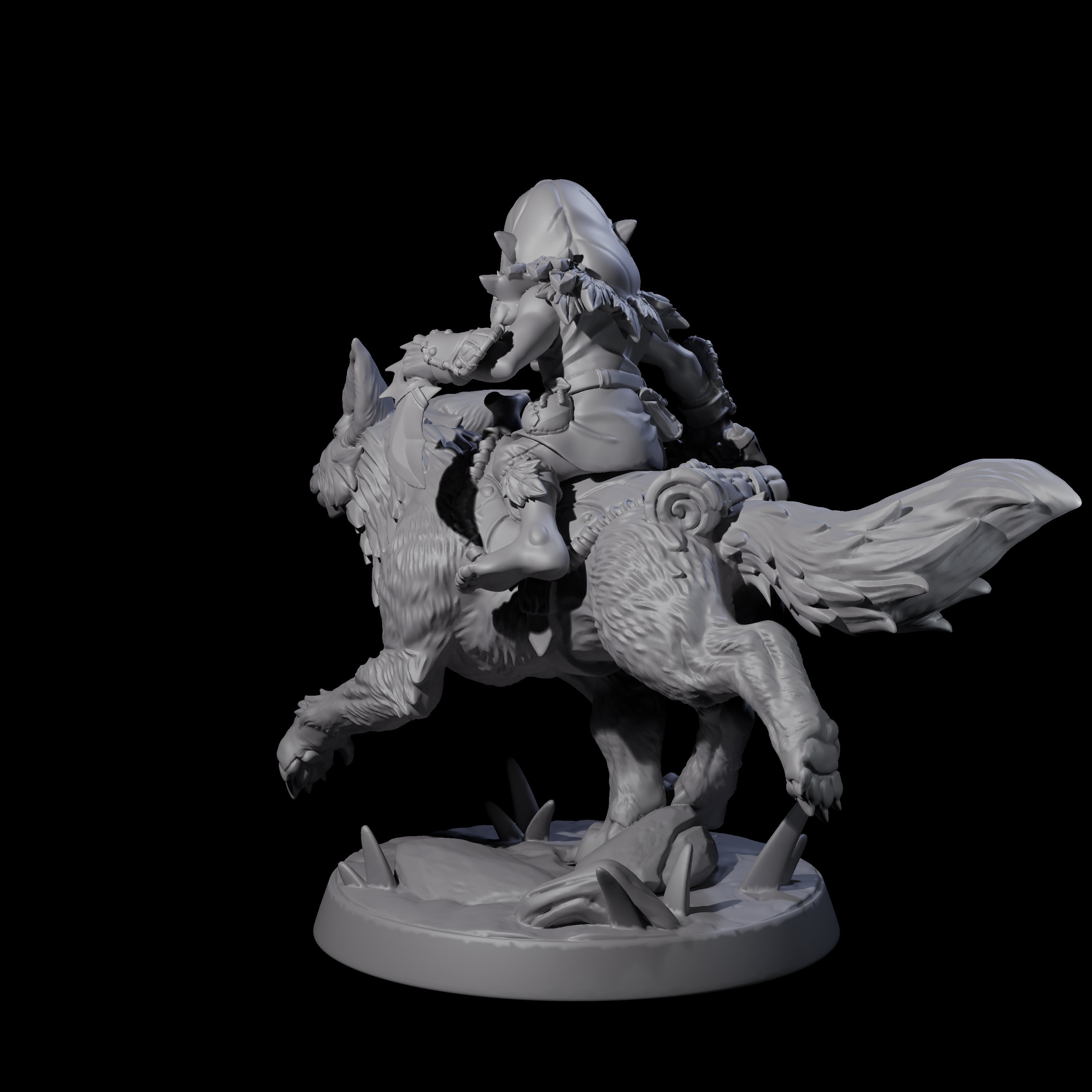 Forest Halfing Warrior Riding Fox A Miniature for Dungeons and Dragons, Pathfinder or other TTRPGs