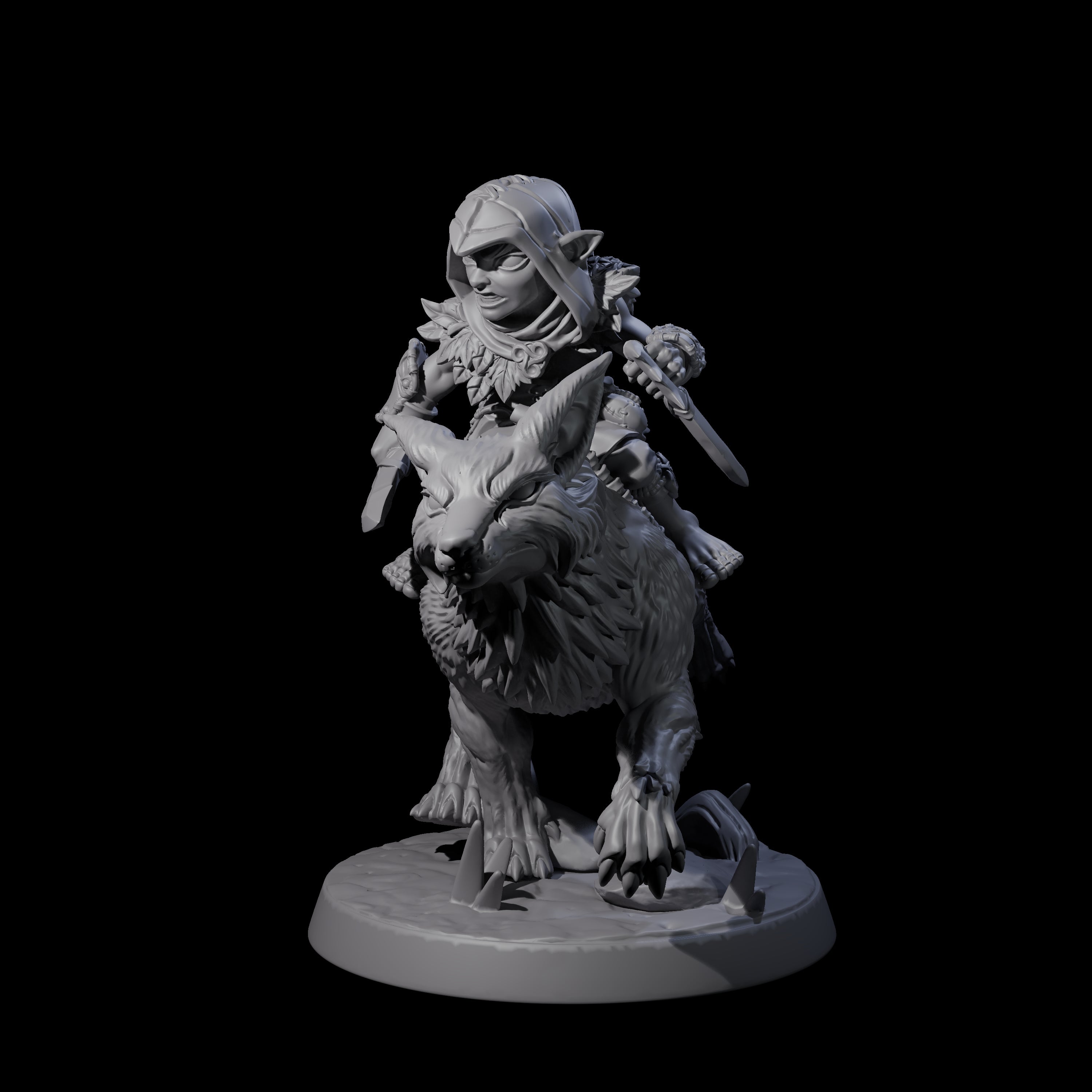 Forest Halfing Warrior Riding Fox A Miniature for Dungeons and Dragons, Pathfinder or other TTRPGs