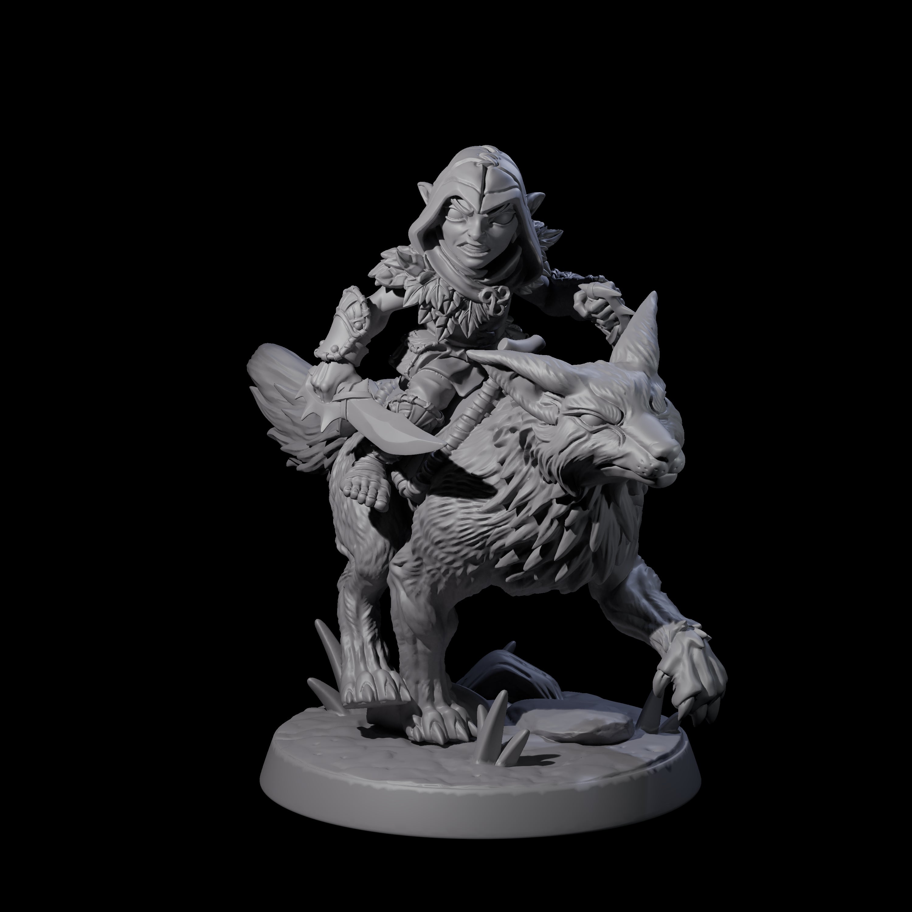 Forest Halfing Warrior Riding Fox A Miniature for Dungeons and Dragons, Pathfinder or other TTRPGs