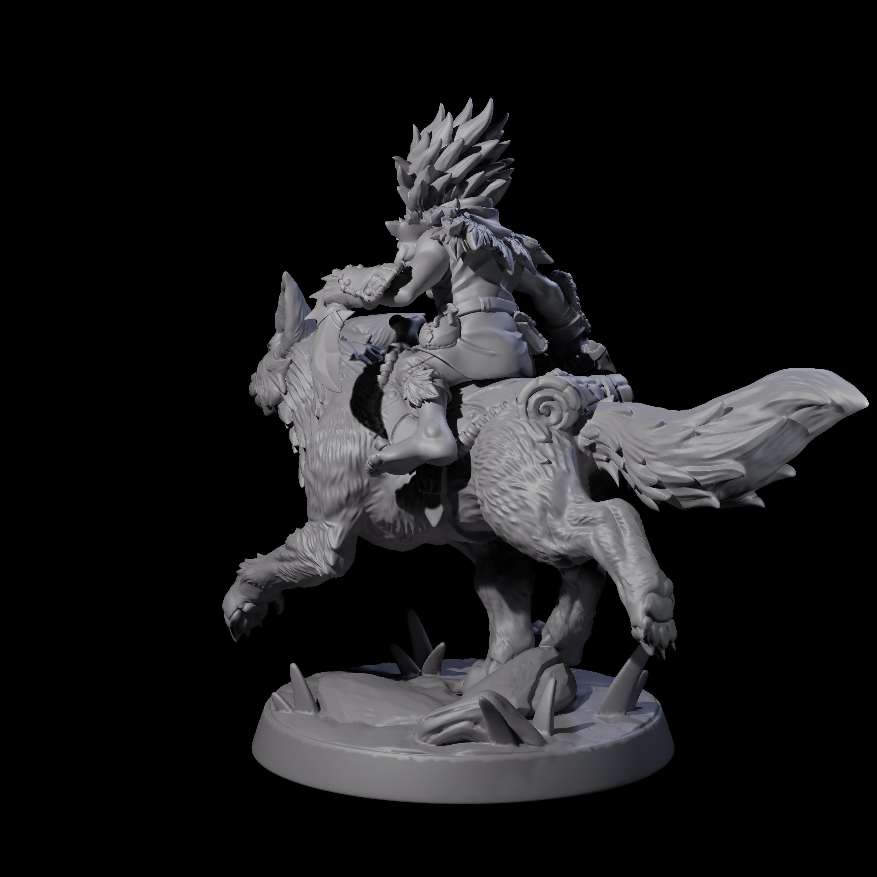 Forest Halfing Warrior Riding Fox A Miniature for Dungeons and Dragons, Pathfinder or other TTRPGs