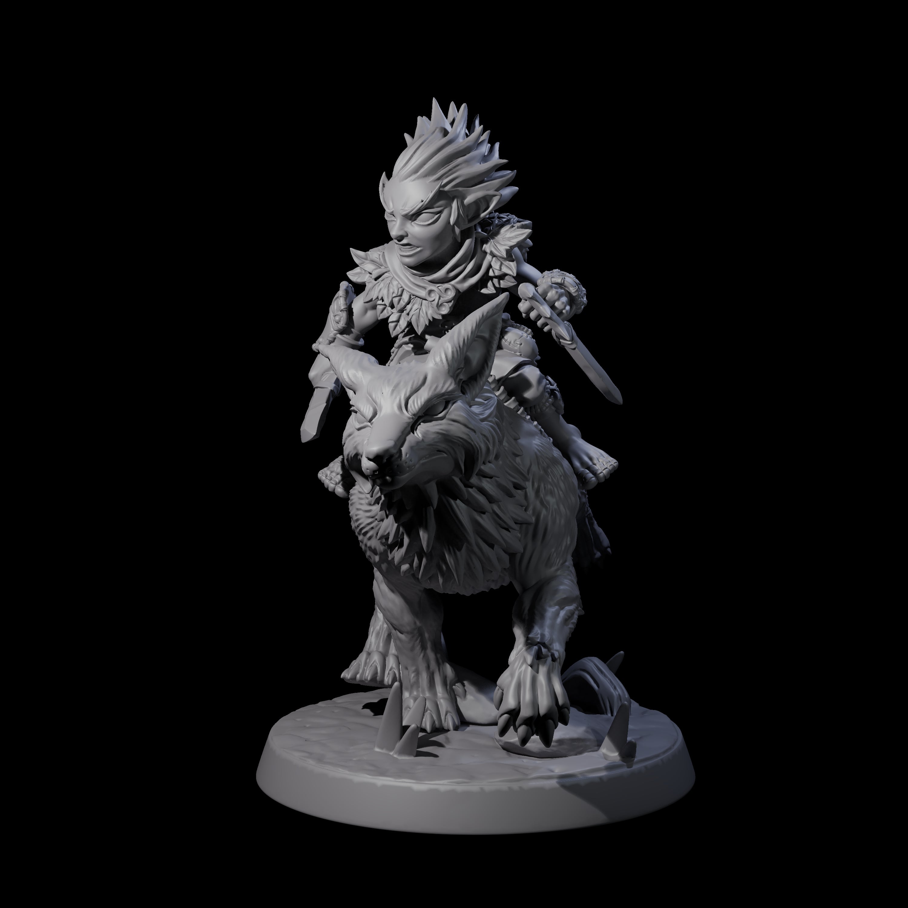 Forest Halfing Warrior Riding Fox A Miniature for Dungeons and Dragons, Pathfinder or other TTRPGs