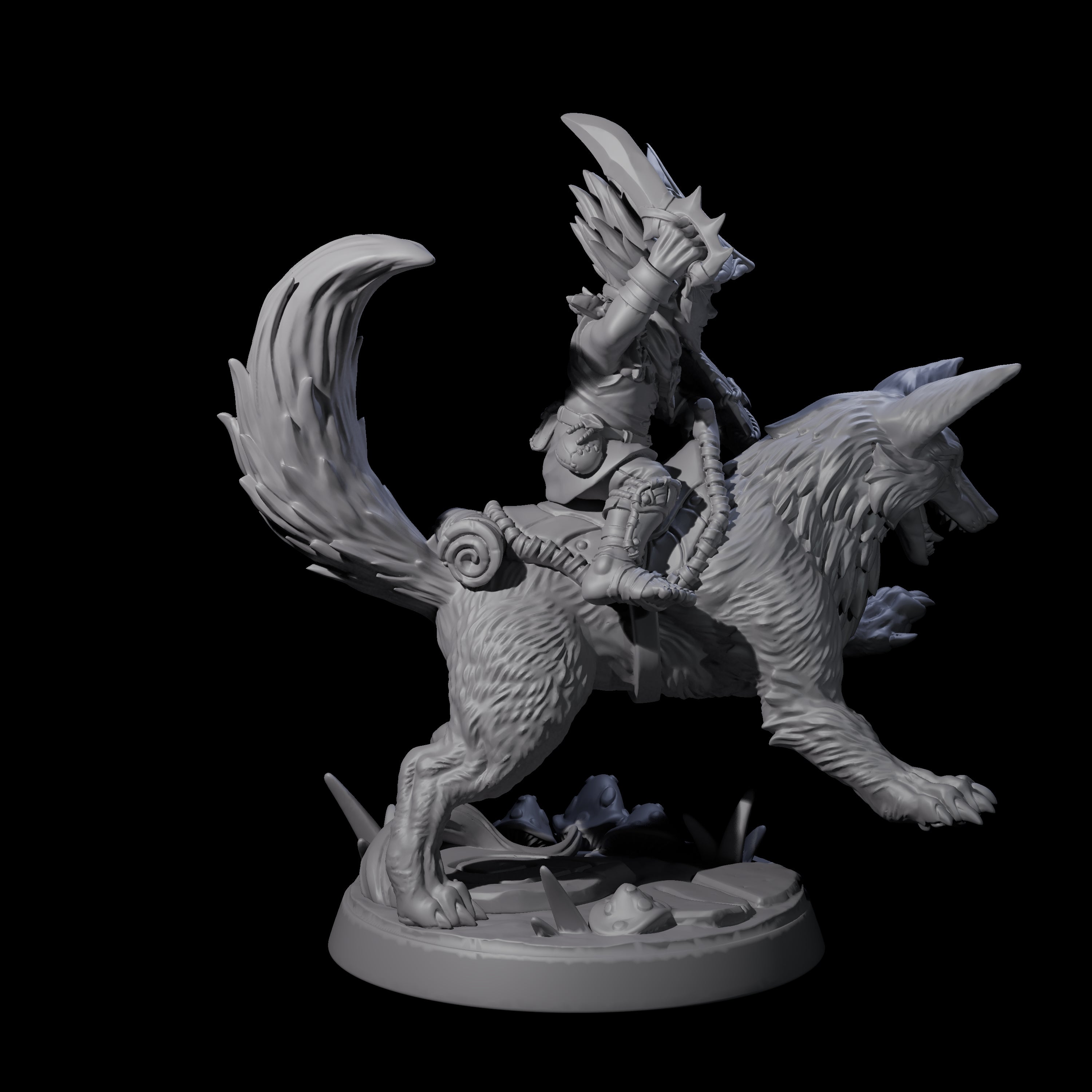 Forest Halfing Warrior Riding Fox B Miniature for Dungeons and Dragons, Pathfinder or other TTRPGs