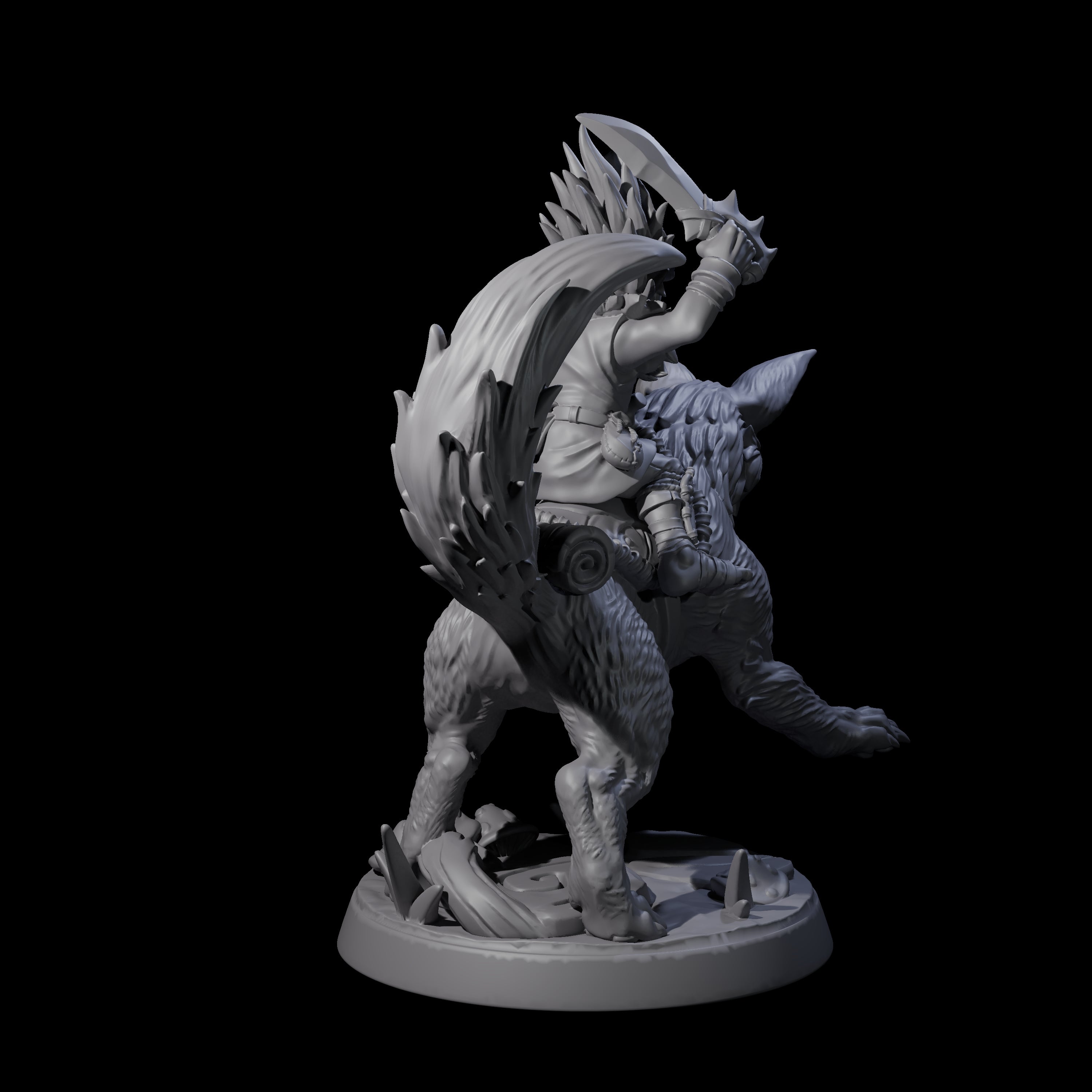 Forest Halfing Warrior Riding Fox B Miniature for Dungeons and Dragons, Pathfinder or other TTRPGs