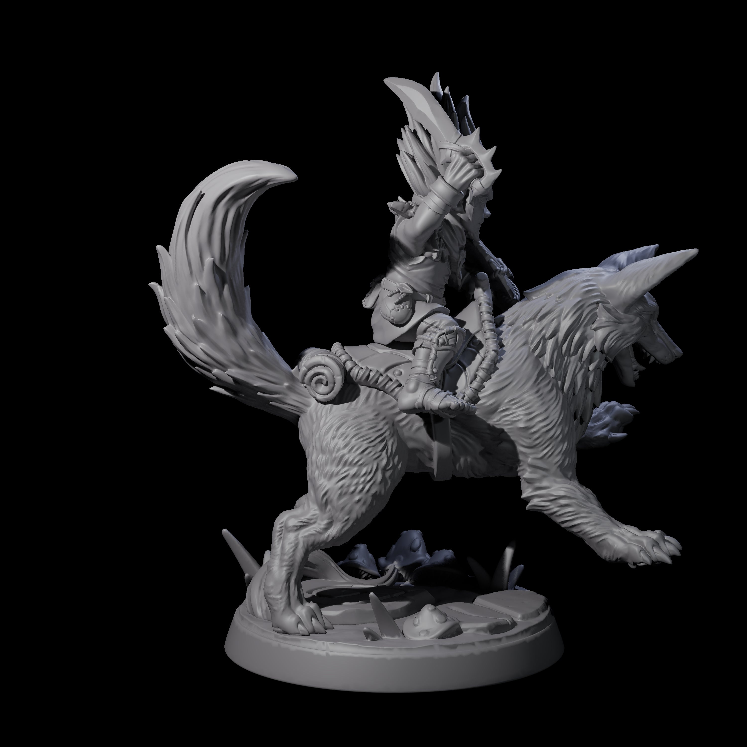 Forest Halfing Warrior Riding Fox B Miniature for Dungeons and Dragons, Pathfinder or other TTRPGs