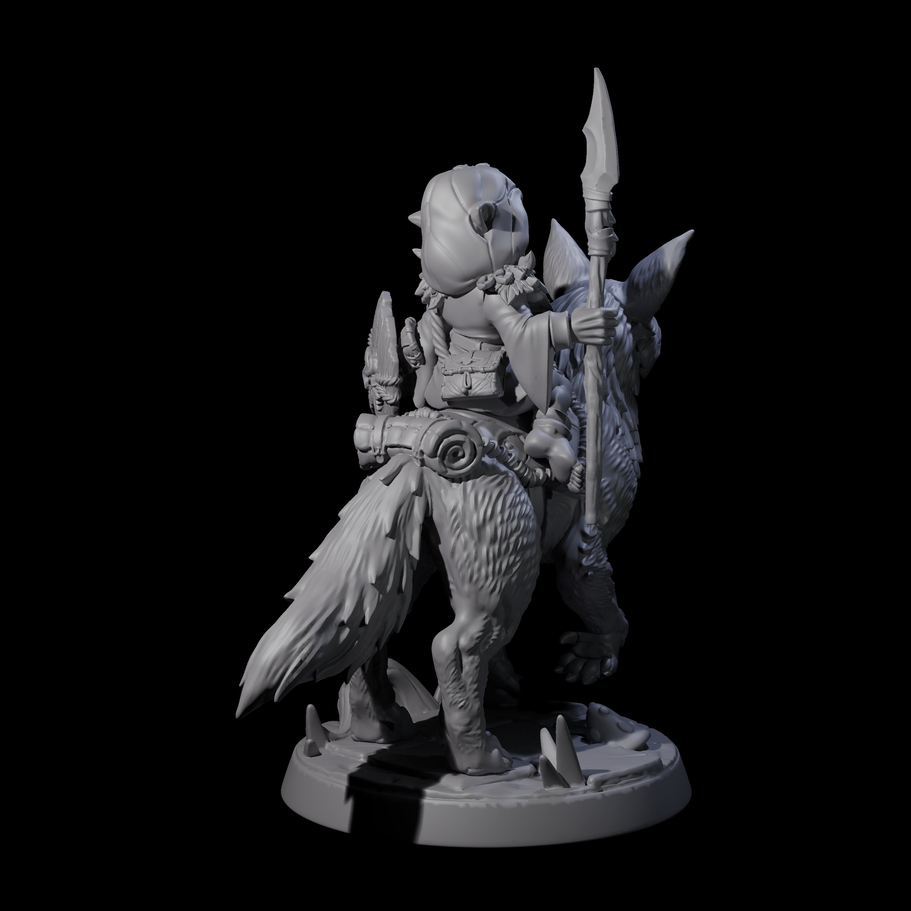 Forest Halfing Warrior Riding Fox C Miniature for Dungeons and Dragons, Pathfinder or other TTRPGs