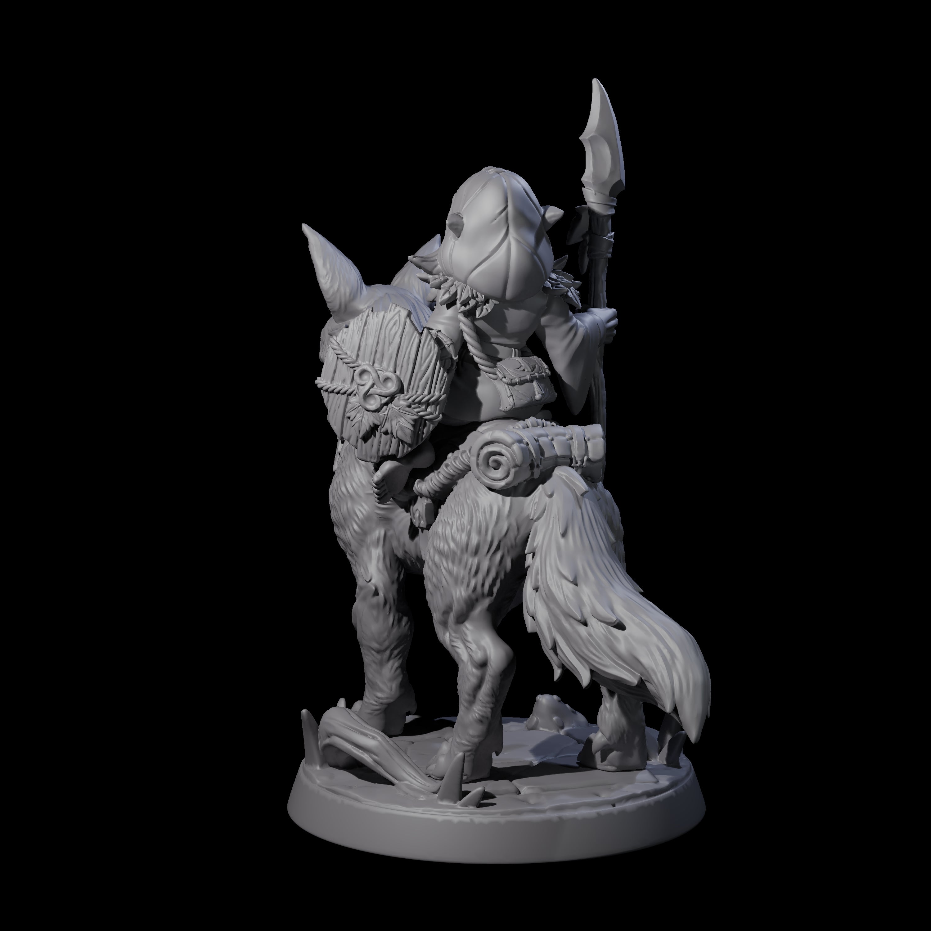 Forest Halfing Warrior Riding Fox C Miniature for Dungeons and Dragons, Pathfinder or other TTRPGs