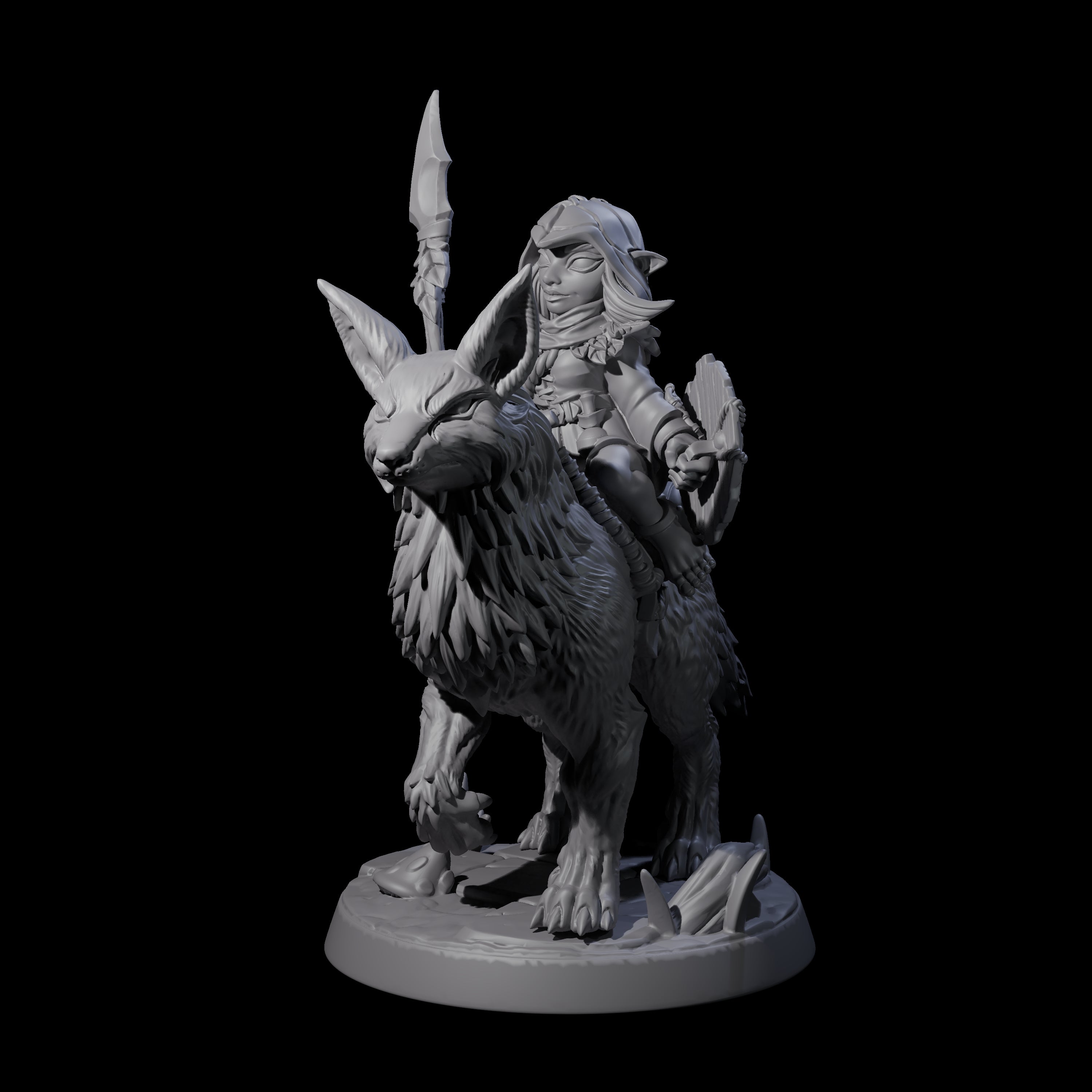 Forest Halfing Warrior Riding Fox C Miniature for Dungeons and Dragons, Pathfinder or other TTRPGs