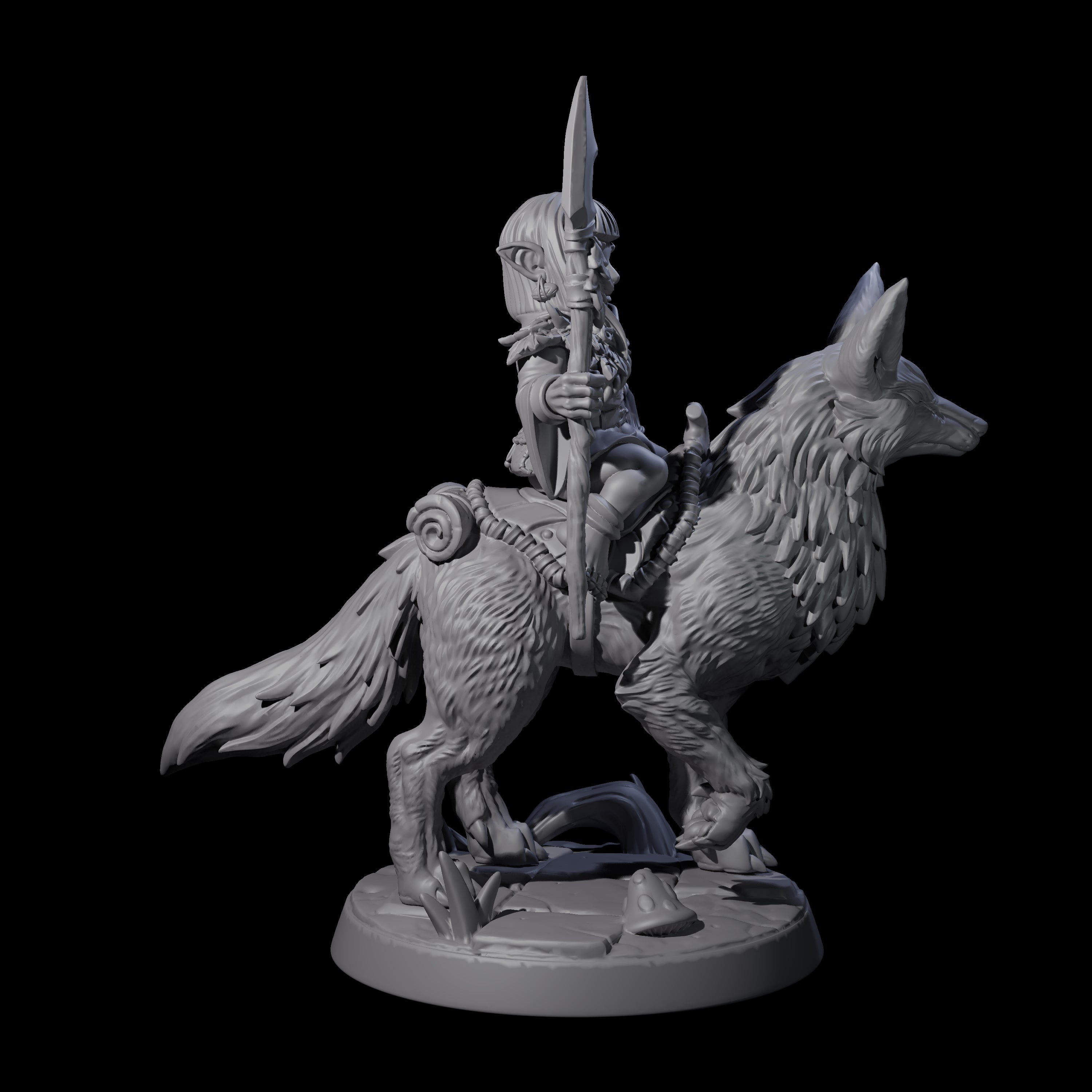 Forest Halfing Warrior Riding Fox C Miniature for Dungeons and Dragons, Pathfinder or other TTRPGs