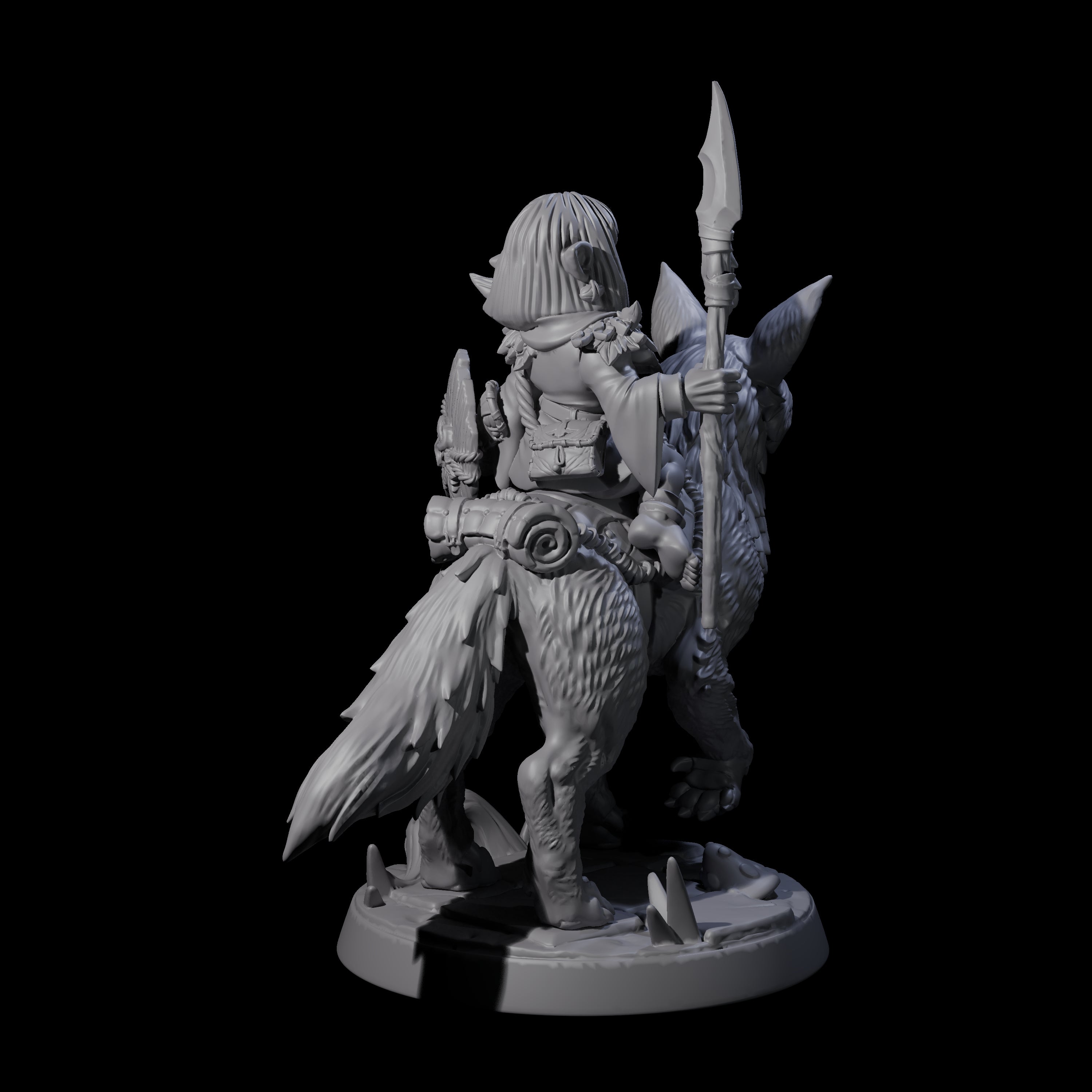 Forest Halfing Warrior Riding Fox C Miniature for Dungeons and Dragons, Pathfinder or other TTRPGs