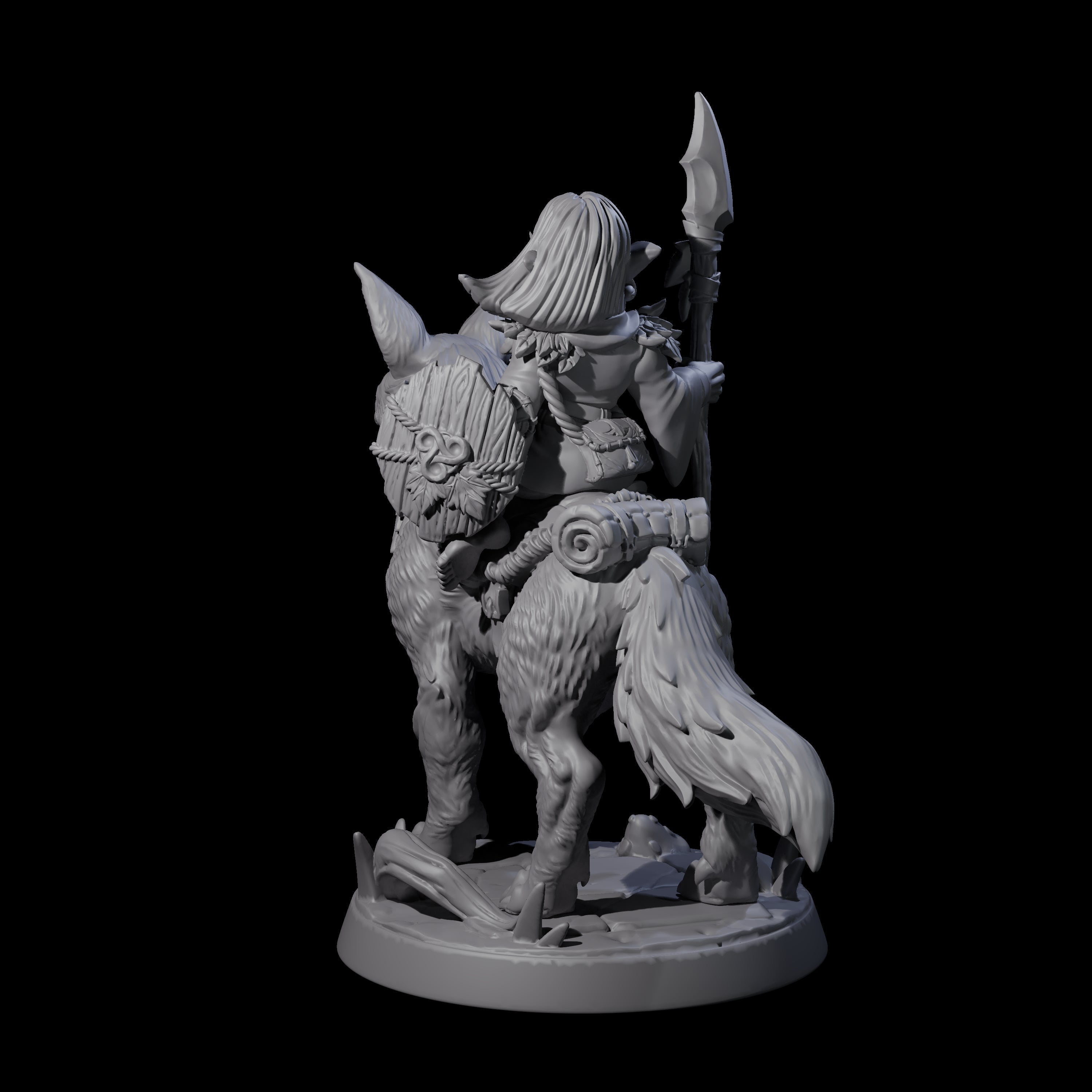 Forest Halfing Warrior Riding Fox C Miniature for Dungeons and Dragons, Pathfinder or other TTRPGs