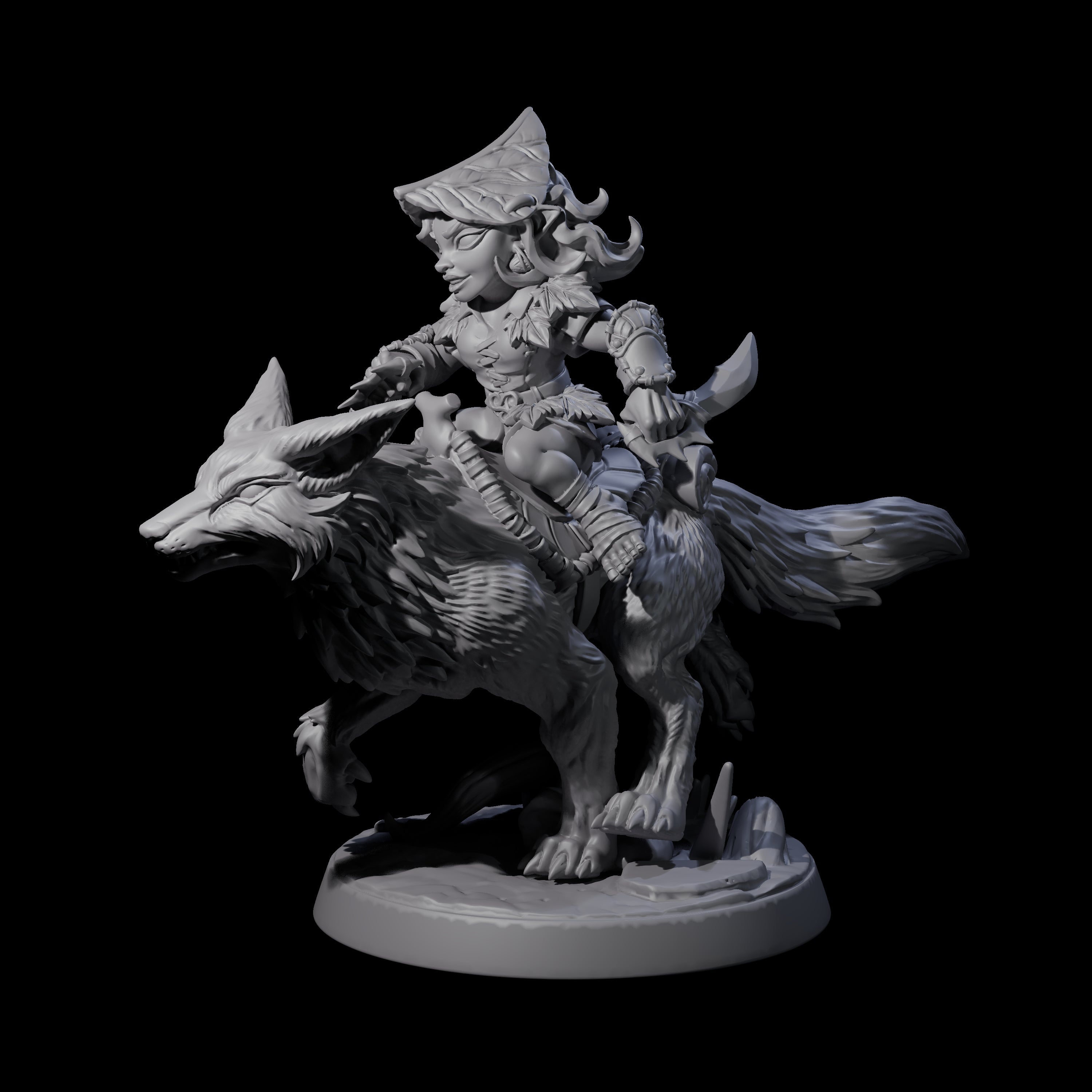 Forest Halfing Warrior Riding Fox D Miniature for Dungeons and Dragons, Pathfinder or other TTRPGs