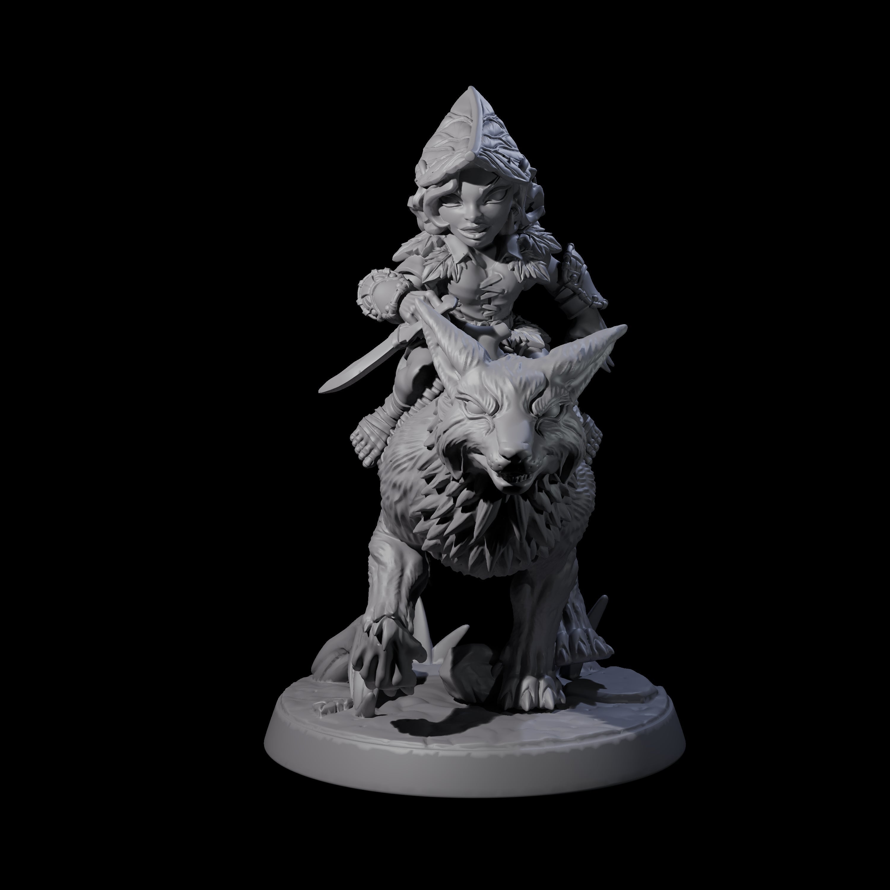 Forest Halfing Warrior Riding Fox D Miniature for Dungeons and Dragons, Pathfinder or other TTRPGs