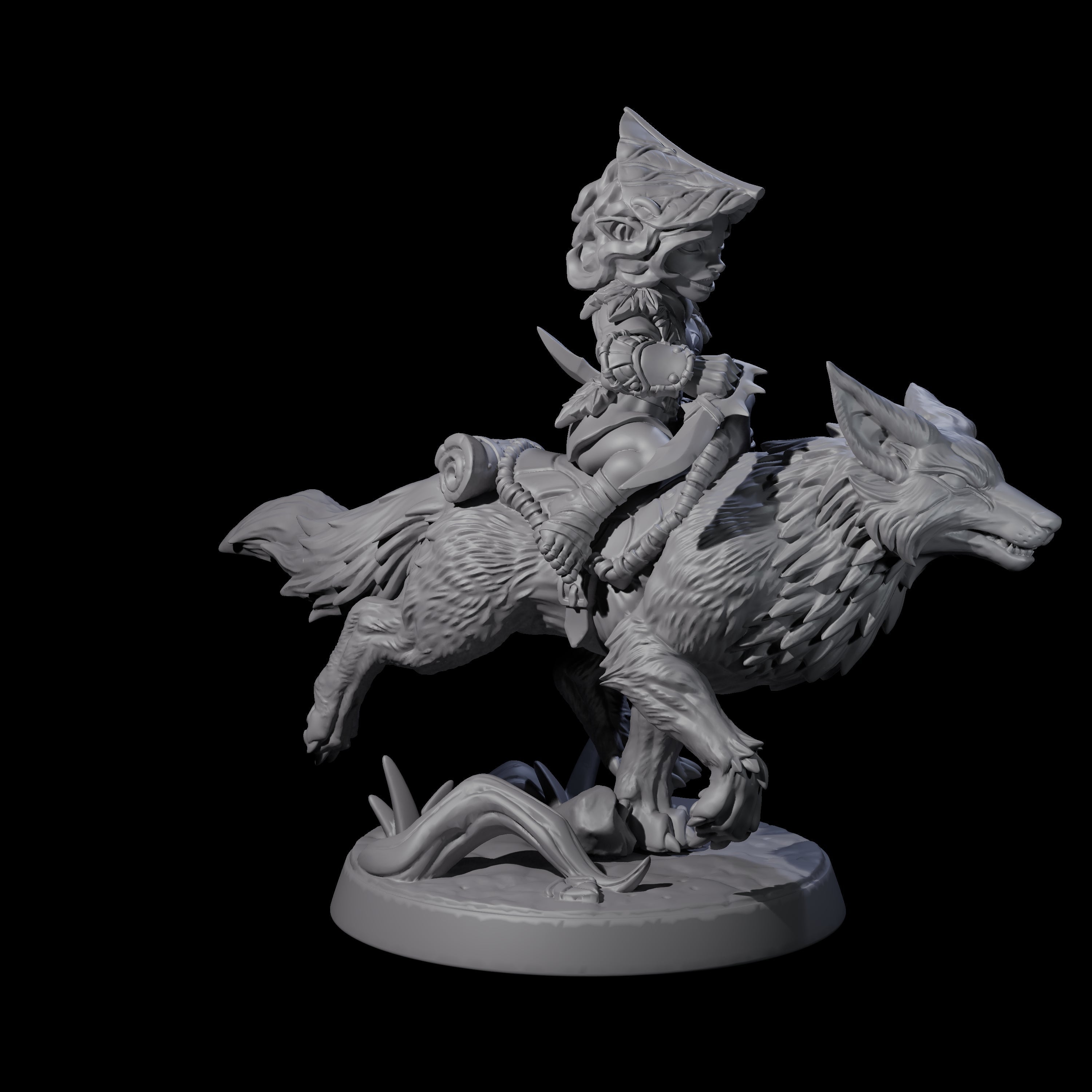 Forest Halfing Warrior Riding Fox D Miniature for Dungeons and Dragons, Pathfinder or other TTRPGs