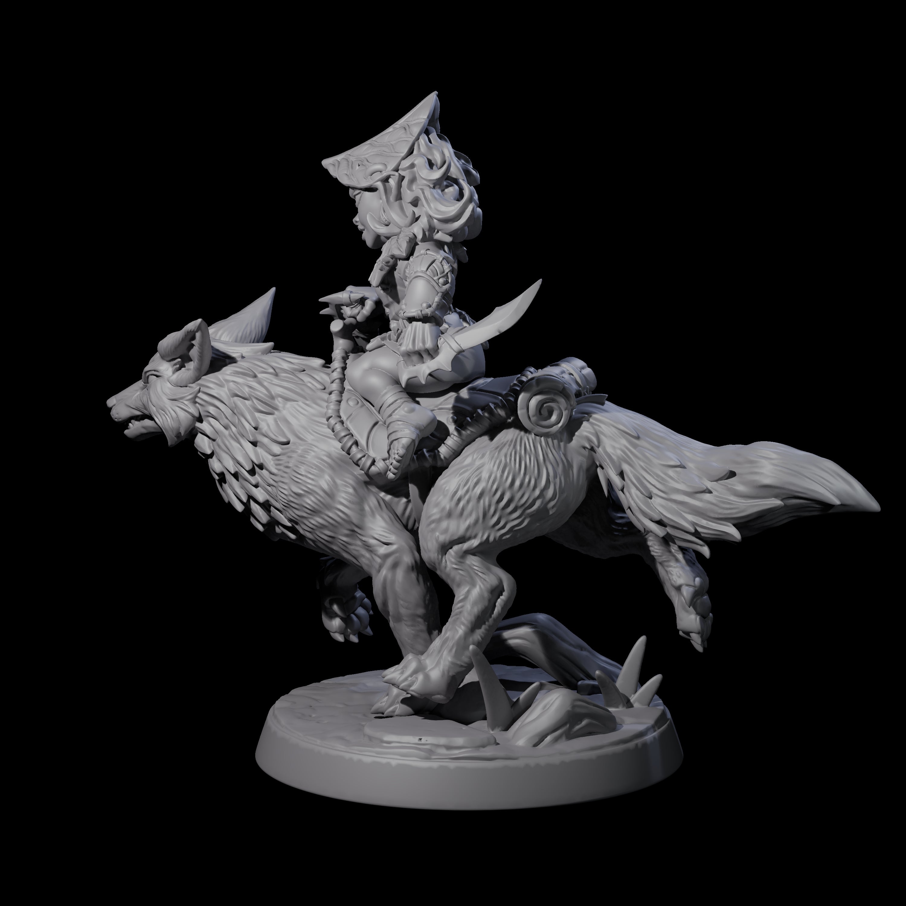 Forest Halfing Warrior Riding Fox D Miniature for Dungeons and Dragons, Pathfinder or other TTRPGs