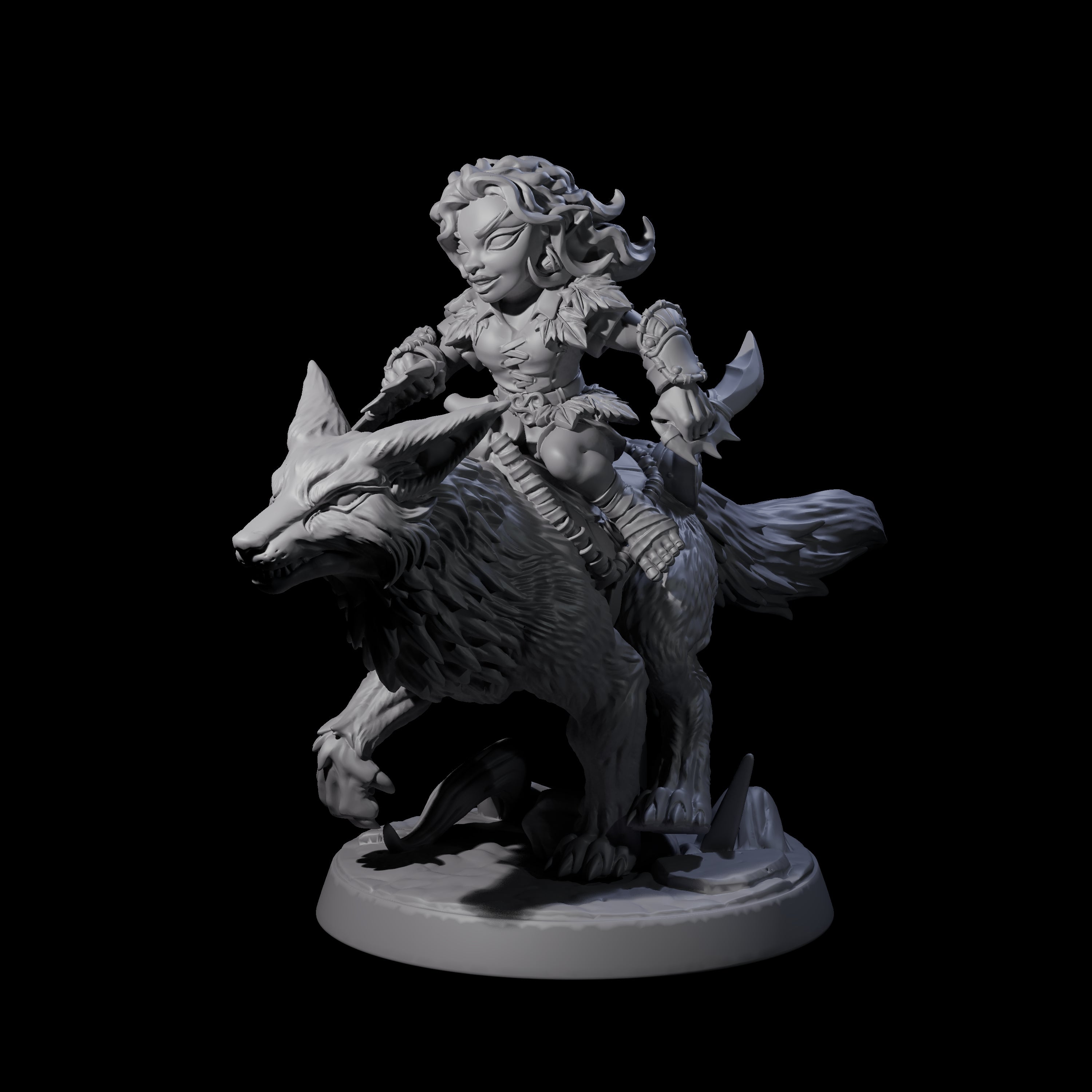 Forest Halfing Warrior Riding Fox D Miniature for Dungeons and Dragons, Pathfinder or other TTRPGs