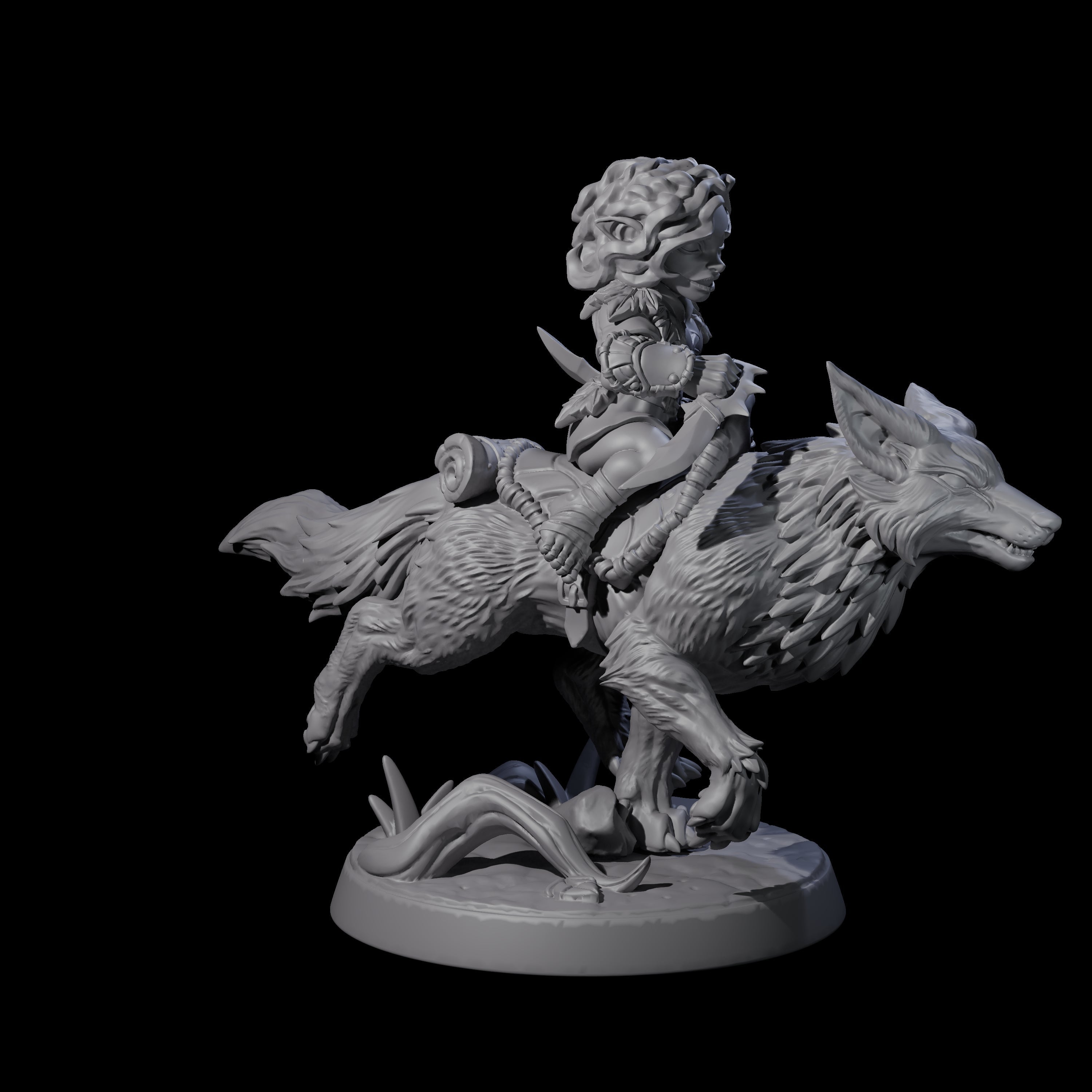 Forest Halfing Warrior Riding Fox D Miniature for Dungeons and Dragons, Pathfinder or other TTRPGs