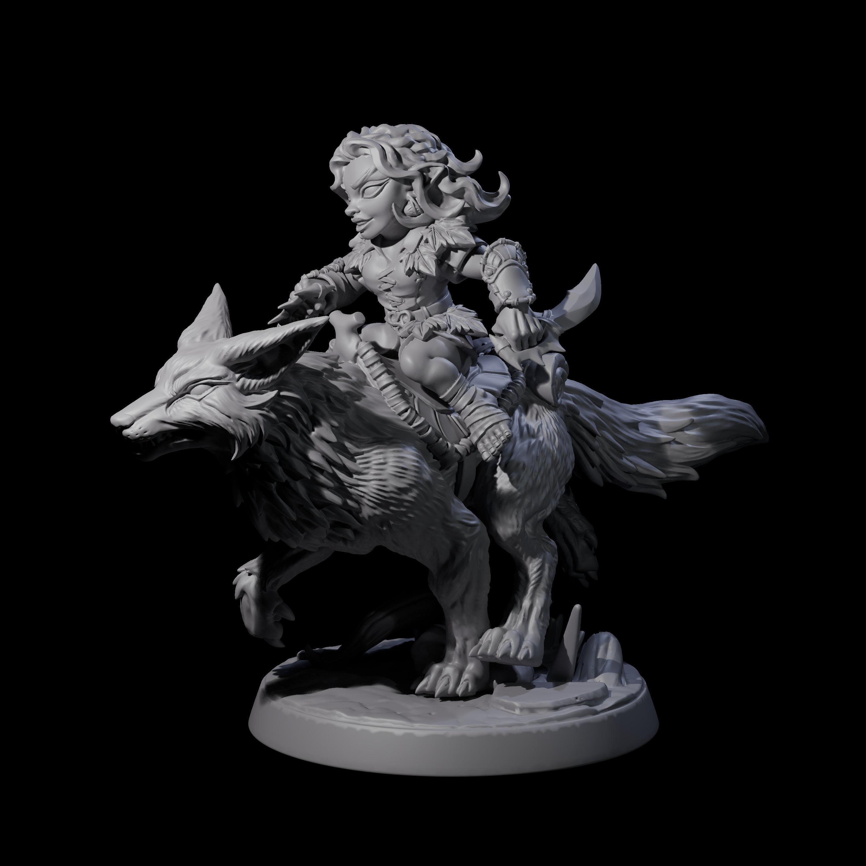 Forest Halfing Warrior Riding Fox D Miniature for Dungeons and Dragons, Pathfinder or other TTRPGs