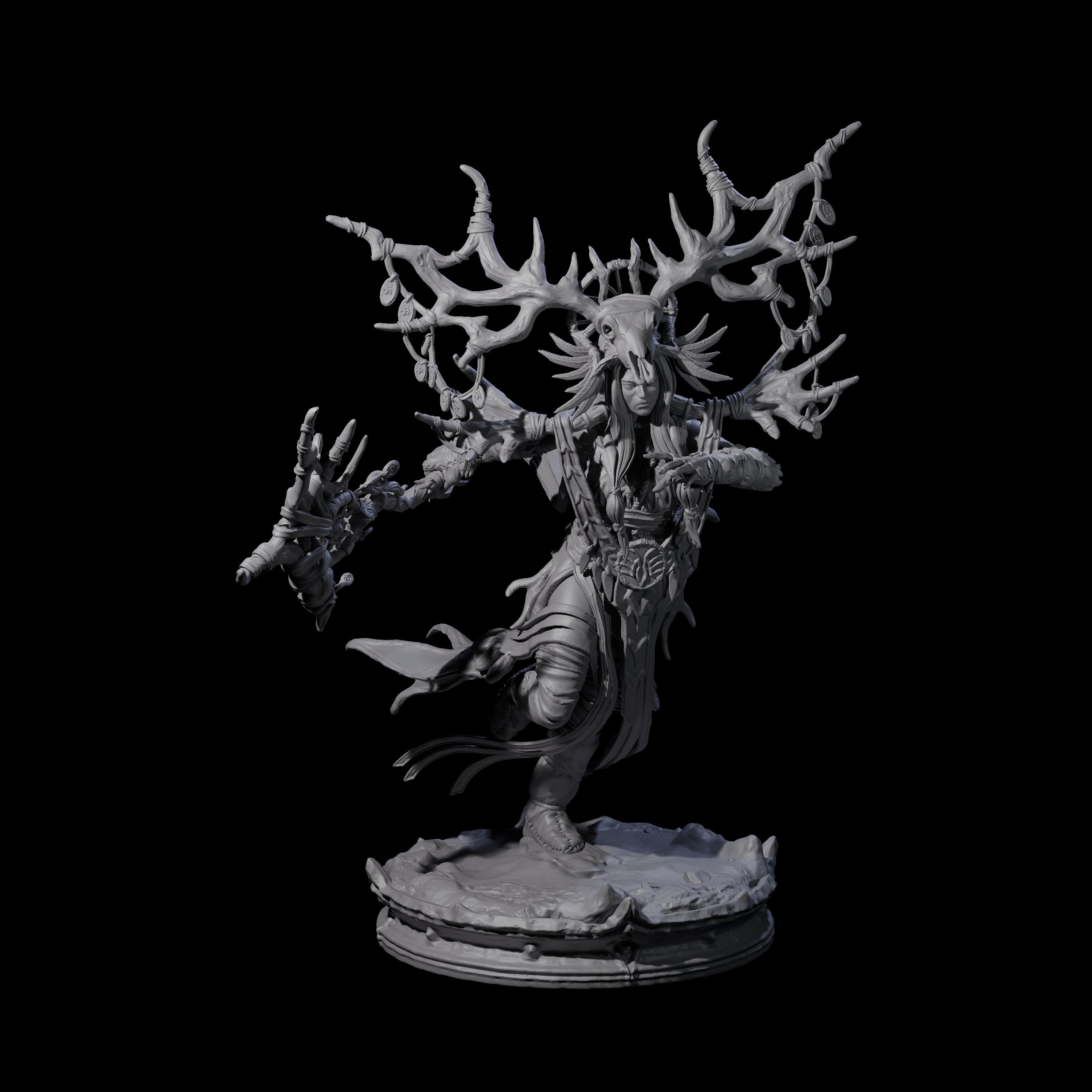Four Ancient Dark Elf Druids of the Underdark Miniature for Dungeons and Dragons, Pathfinder or other TTRPGs