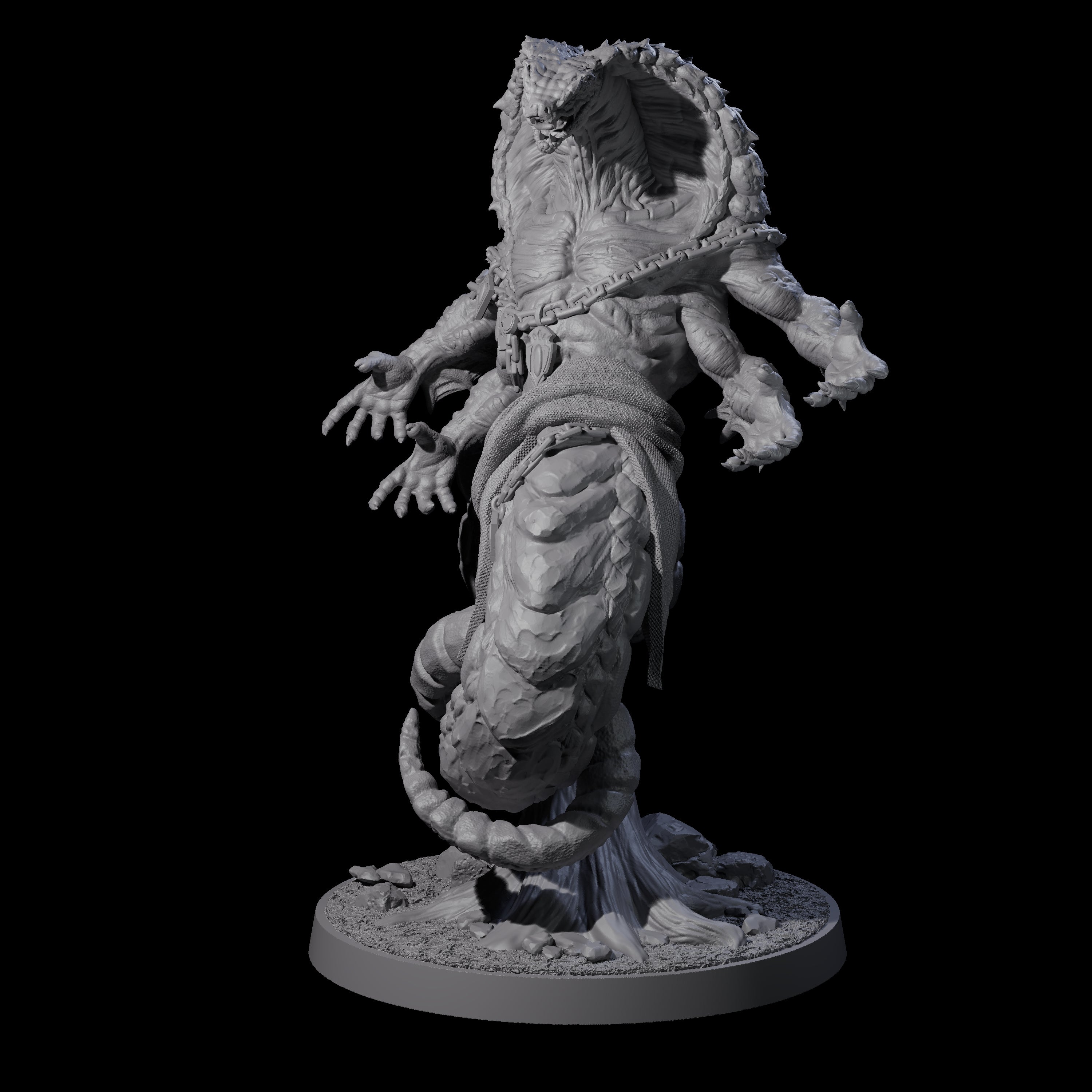 Four Armed Yuan-ti Abomination Miniature for Dungeons and Dragons, Pathfinder or other TTRPGs