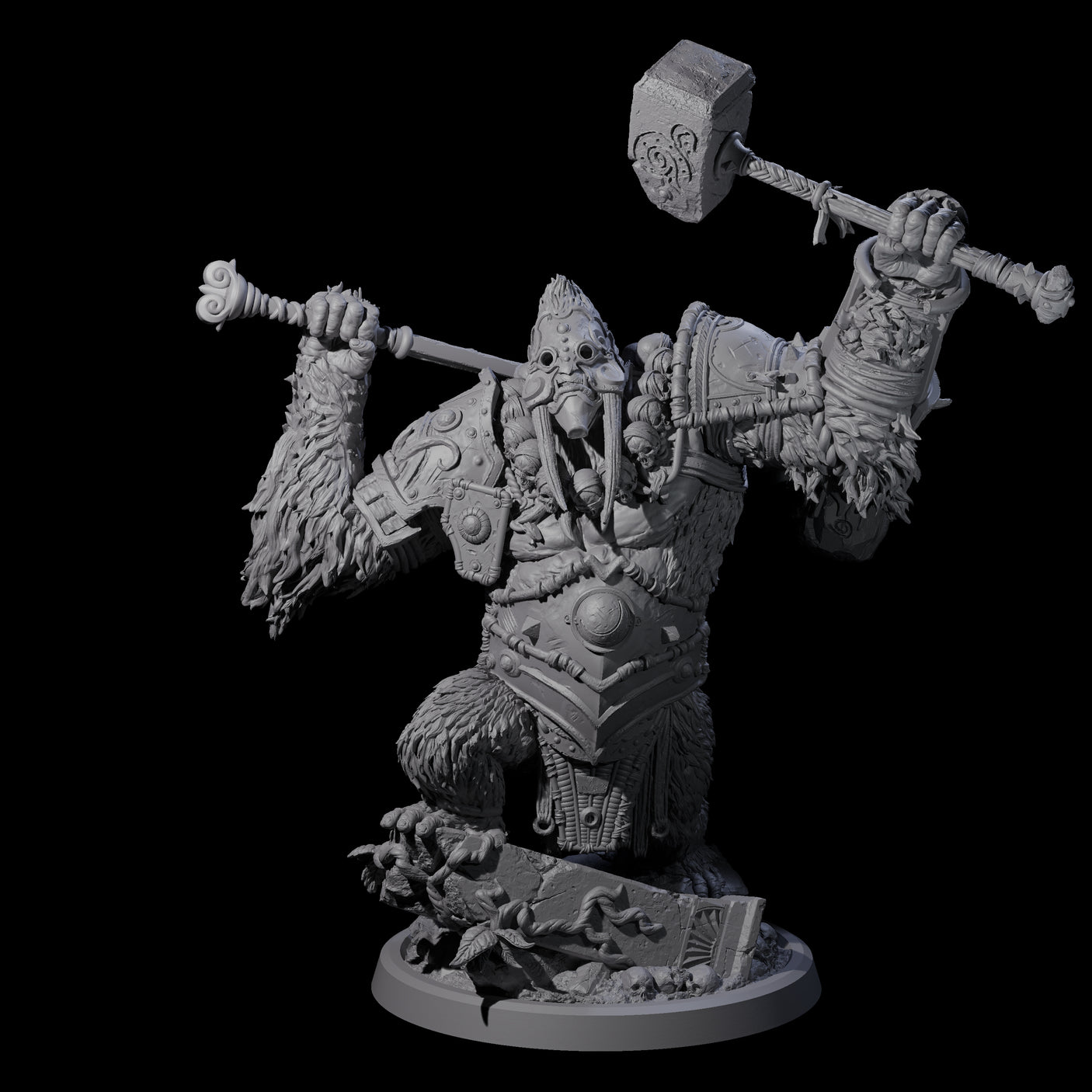 Four Armoured Giant Orangutans Miniature for Dungeons and Dragons, Pathfinder or other TTRPGs