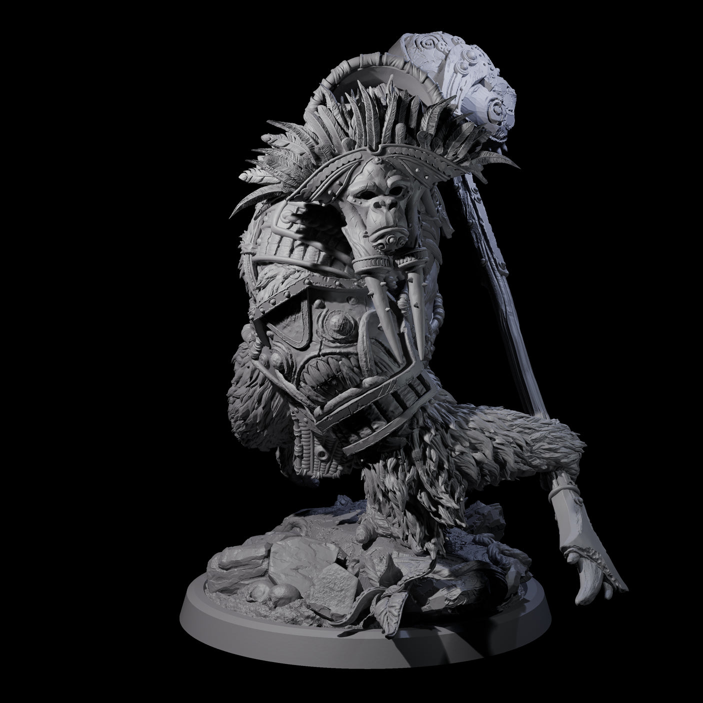 Four Armoured Giant Orangutans Miniature for Dungeons and Dragons, Pathfinder or other TTRPGs