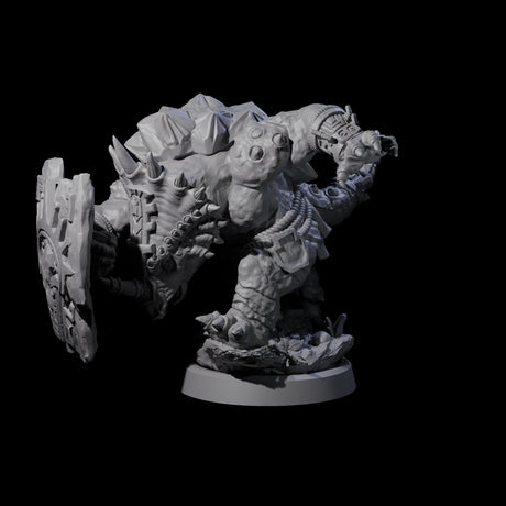 Four Armoured Triceratops Shield Fighters Miniature for Dungeons and Dragons, Pathfinder or other TTRPGs