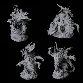 Four Armoured Warriors riding Udaaks Miniature for Dungeons and Dragons, Pathfinder or other TTRPGs