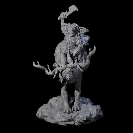 Four Attacking Goblin on Jackalopes Miniature for Dungeons and Dragons, Pathfinder or other TTRPGs