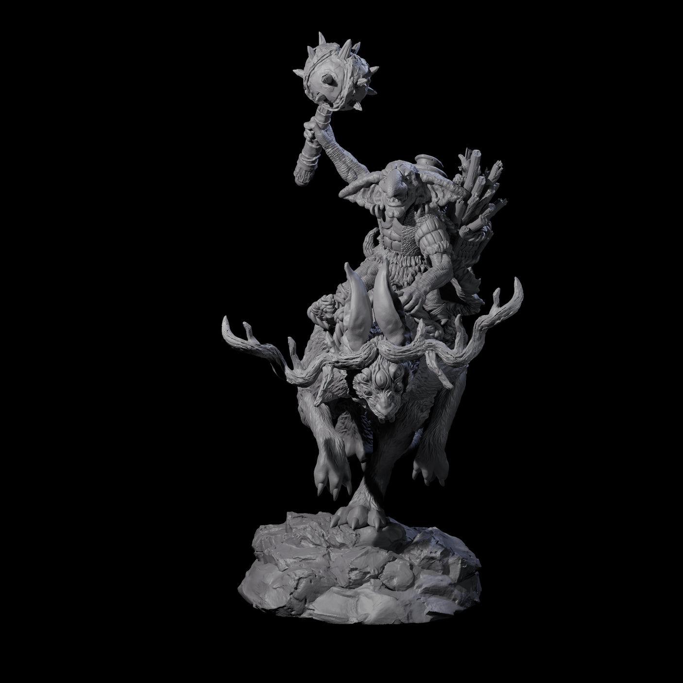 Four Attacking Goblin on Jackalopes Miniature for Dungeons and Dragons, Pathfinder or other TTRPGs