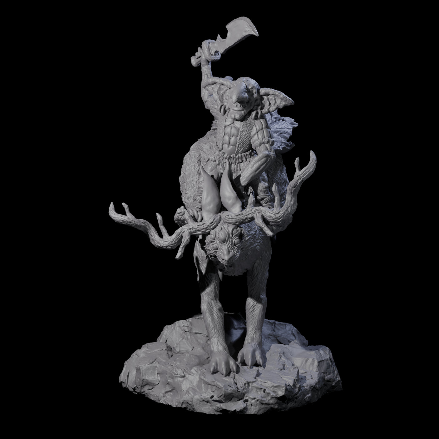 Four Attacking Goblin on Jackalopes Miniature for Dungeons and Dragons, Pathfinder or other TTRPGs