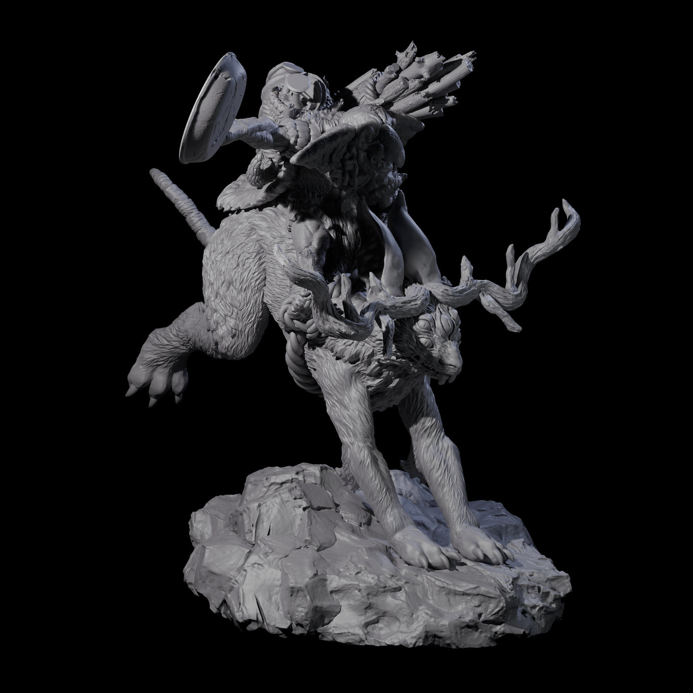 Four Attacking Goblin on Jackalopes Miniature for Dungeons and Dragons, Pathfinder or other TTRPGs