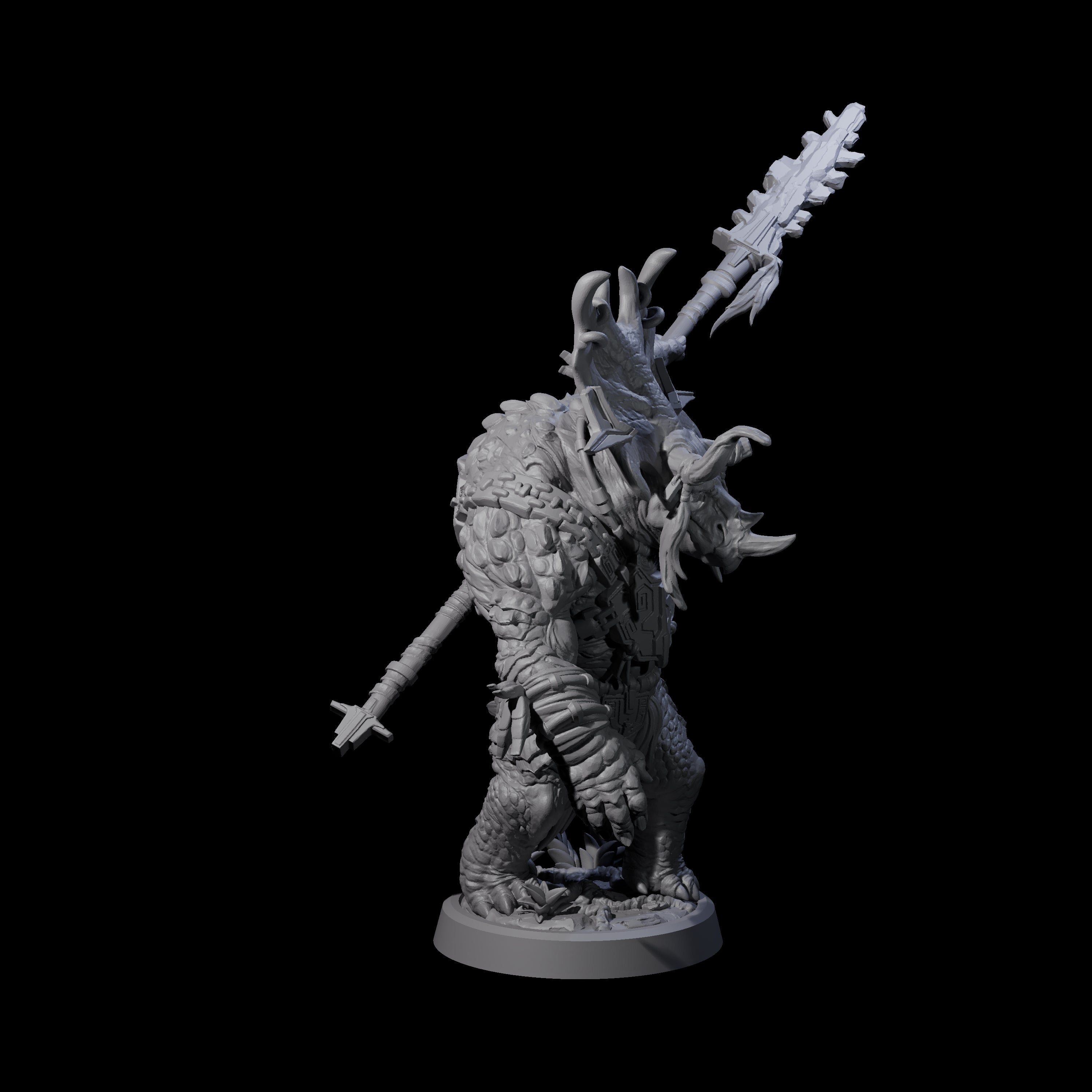 Four Attacking Triceratops Warriors Miniature for Dungeons and Dragons, Pathfinder or other TTRPGs