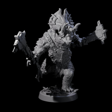 Four Attacking Triceratops Warriors Miniature for Dungeons and Dragons, Pathfinder or other TTRPGs