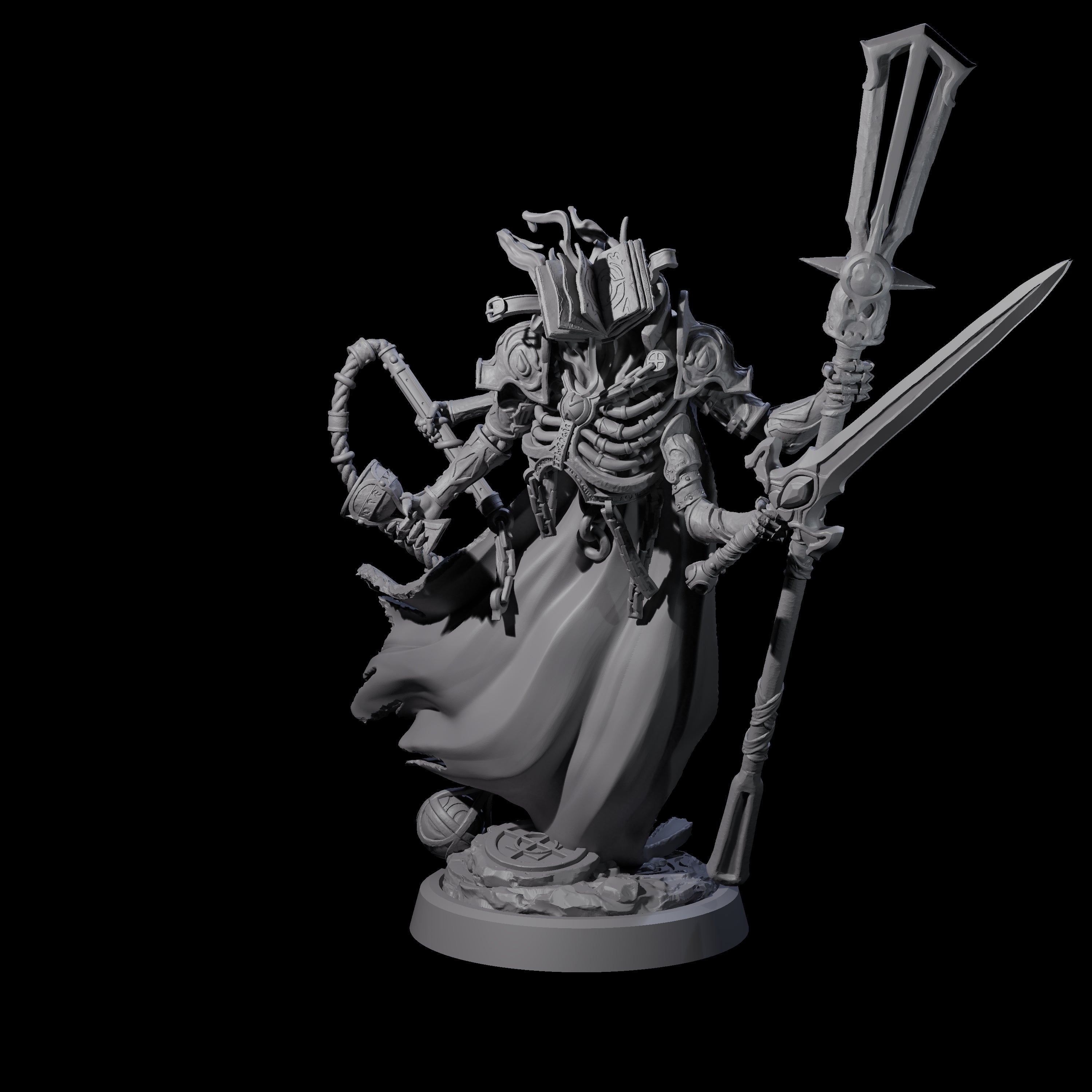 Four Attendant Ossuary Theurges Miniature for Dungeons and Dragons, Pathfinder or other TTRPGs