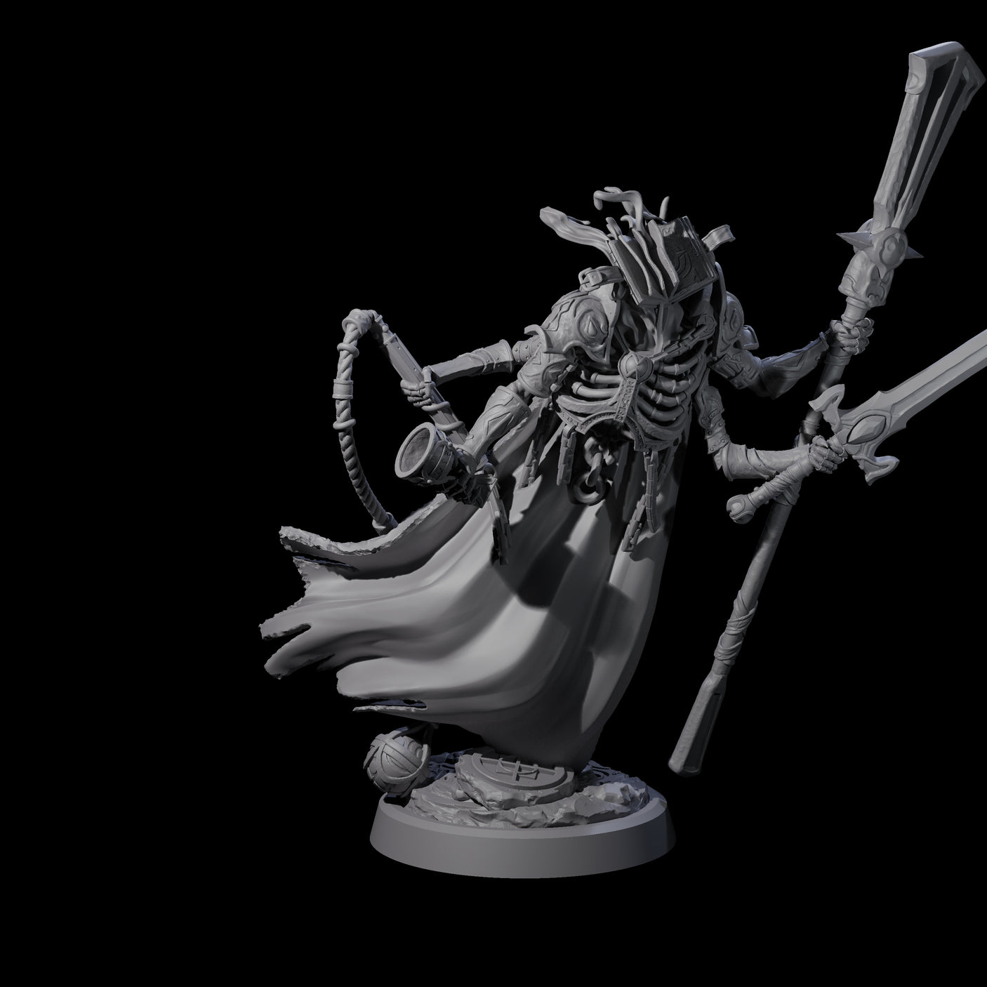 Four Attendant Ossuary Theurges Miniature for Dungeons and Dragons, Pathfinder or other TTRPGs