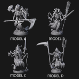 Four Attendant Ossuary Theurges Miniature for Dungeons and Dragons, Pathfinder or other TTRPGs