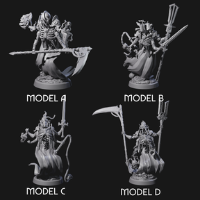 Four Attendant Ossuary Theurges Miniature for Dungeons and Dragons, Pathfinder or other TTRPGs