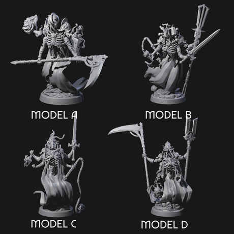 Four Attendant Ossuary Theurges Miniature for Dungeons and Dragons, Pathfinder or other TTRPGs