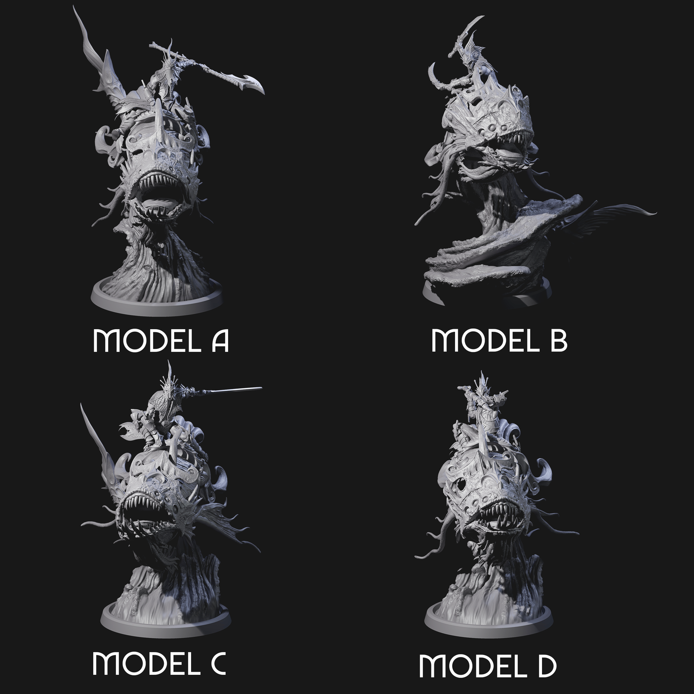 Four Balancing Myrmidons on Lanternfish Miniature for Dungeons and Dragons, Pathfinder or other TTRPGs