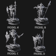 Four Barky Briar Knights Miniature for Dungeons and Dragons, Pathfinder or other TTRPGs