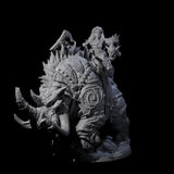 Four Berserker Dwarves riding Tundra Rhinos Miniature for Dungeons and Dragons, Pathfinder or other TTRPGs