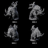 Four Berserker Dwarves riding Tundra Rhinos Miniature for Dungeons and Dragons, Pathfinder or other TTRPGs