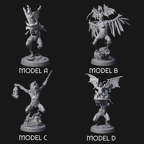 Four Blasphemous Human Cultists Miniature for Dungeons and Dragons, Pathfinder or other TTRPGs