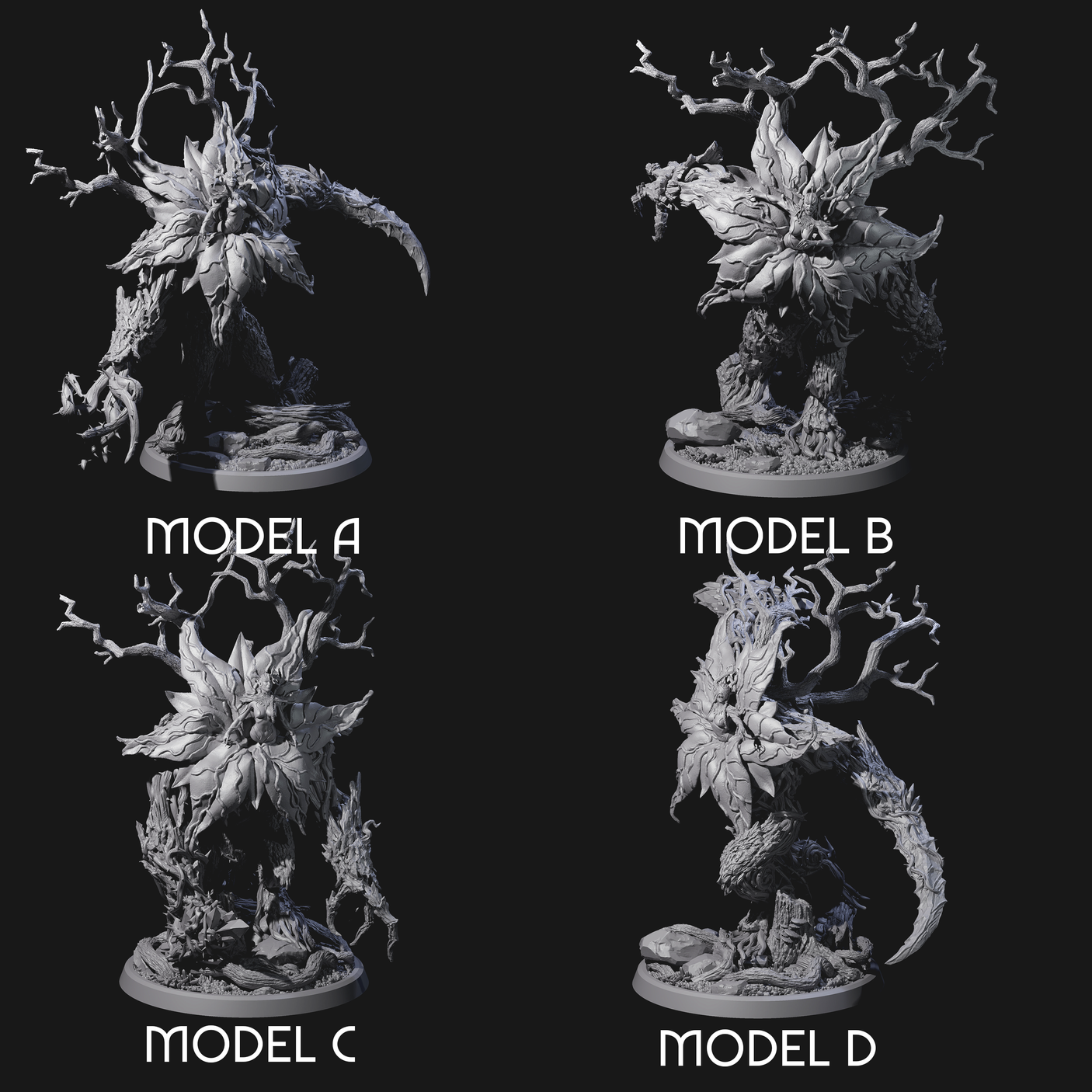 Four Blooming Bodythief Blossoms Miniature for Dungeons and Dragons, Pathfinder or other TTRPGs